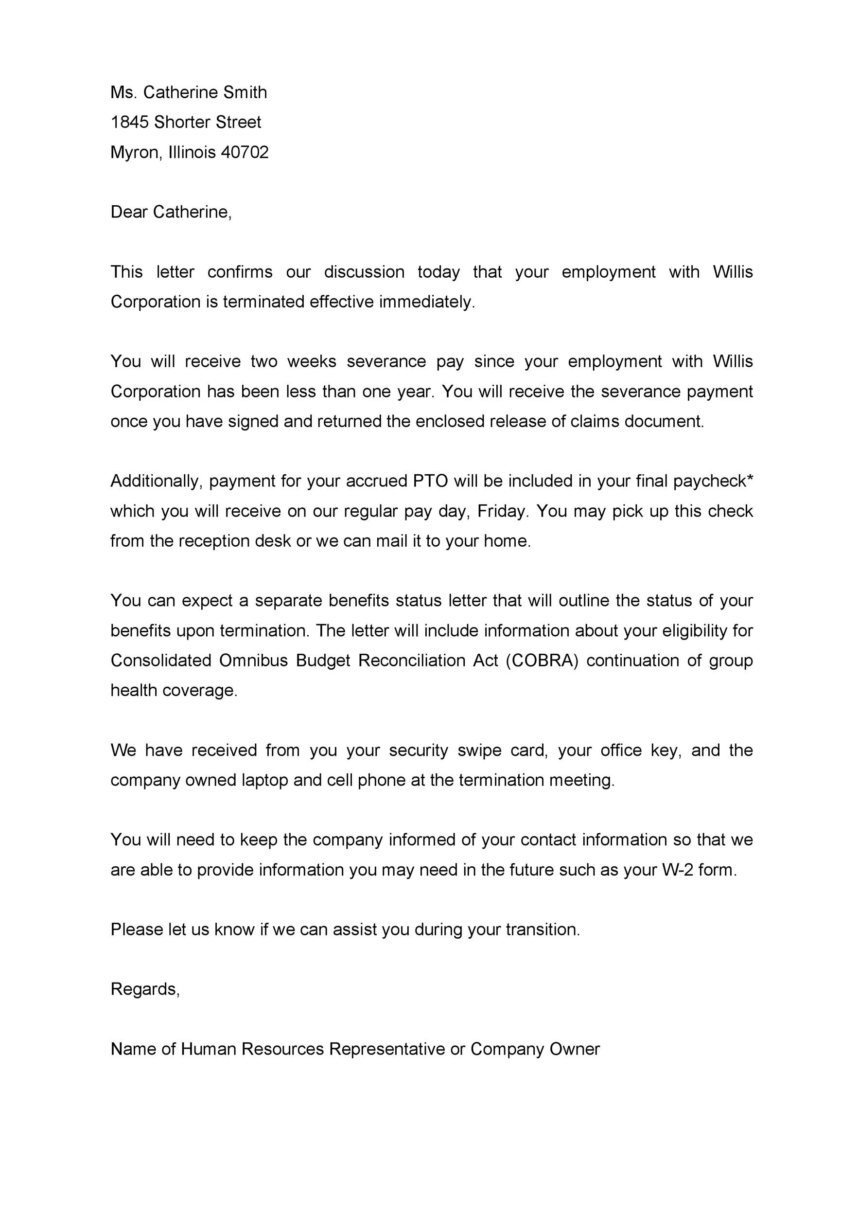 Free Termination Letter Template 28