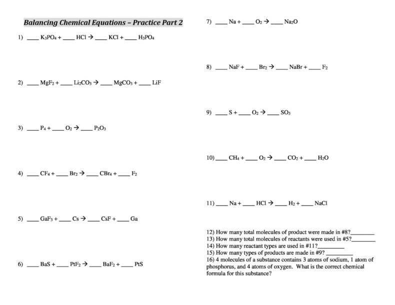 49 Balancing Chemical Equations Worksheets [with Answers]