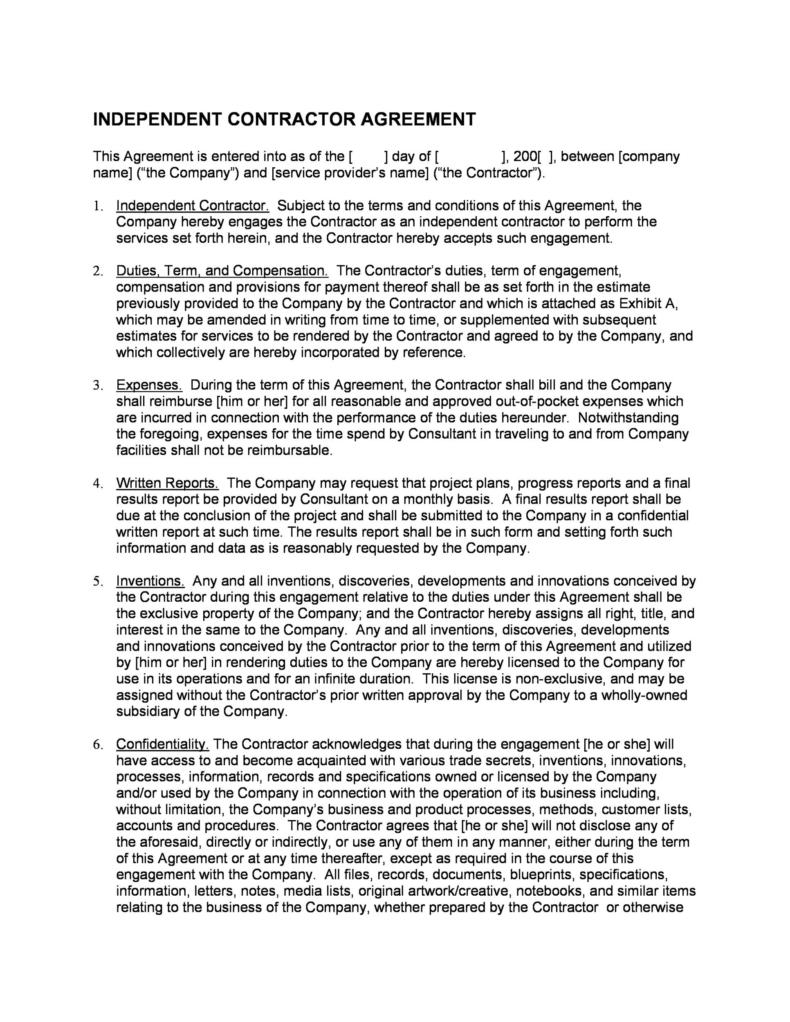 50+ Simple Independent Contractor Agreement Templates [FREE]