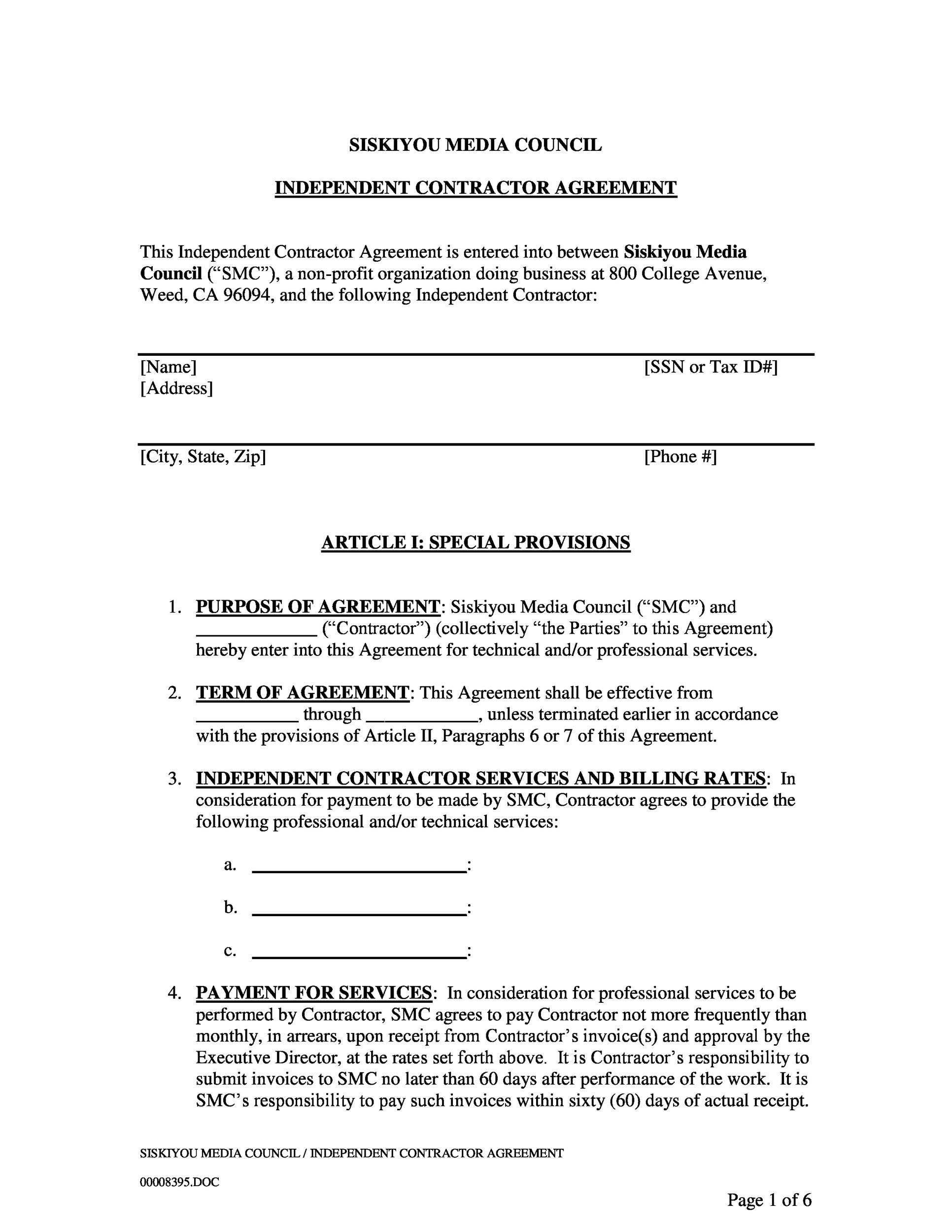 Contractor Contract Template Free Download from templatelab.com