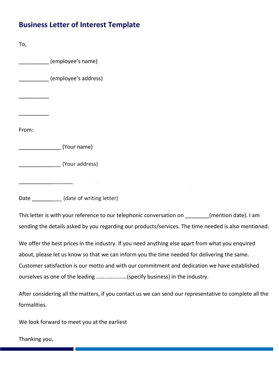 Letter Of Interest Email Sample