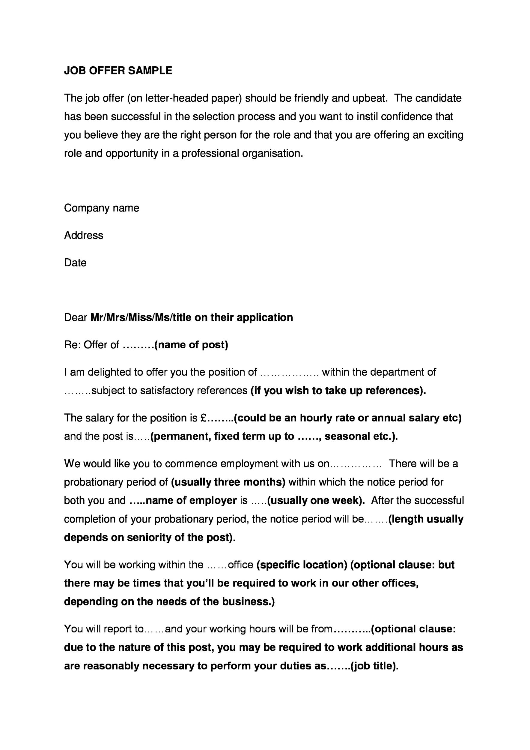 44 Fantastic Offer Letter Templates Employment Counter Offer Job