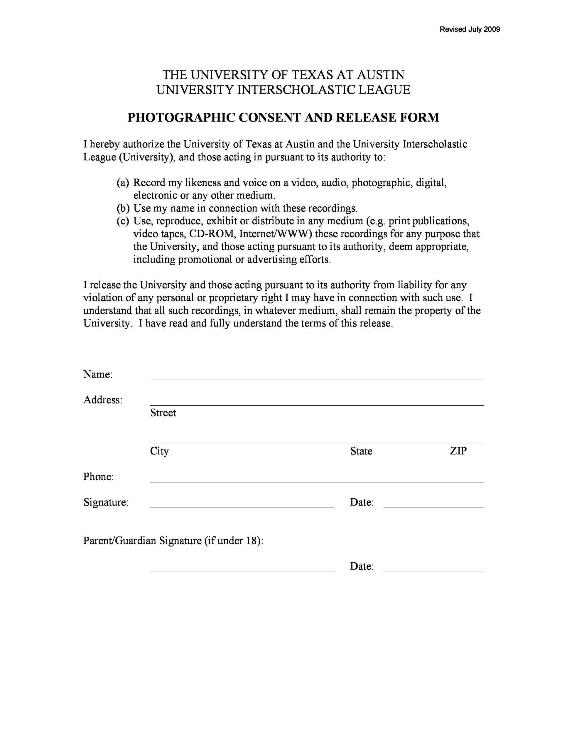 Free photo release form 07