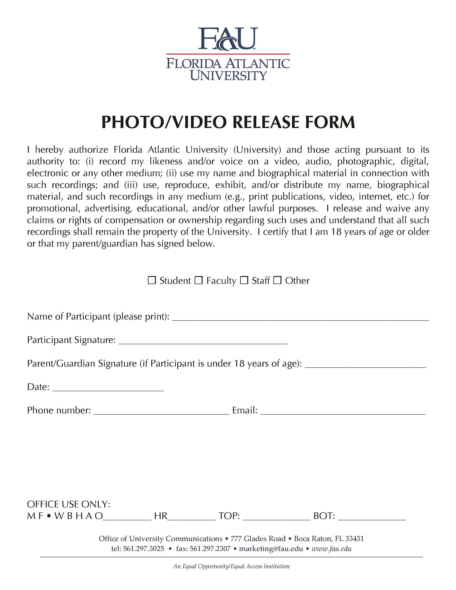 Photo Release Form Example