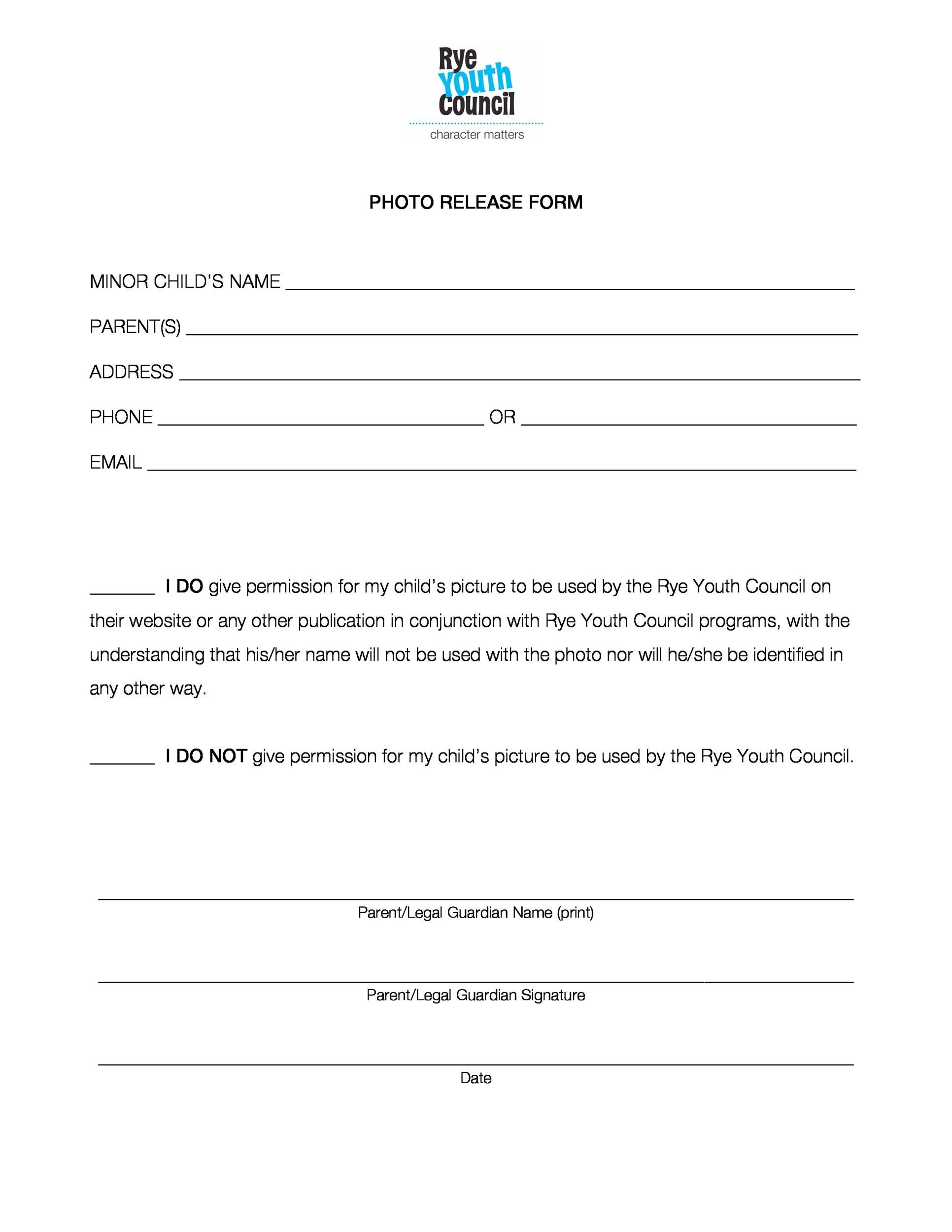 Photo Release Form Template 2218