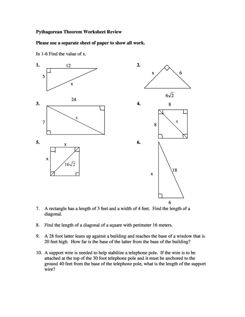 Pythagoras Theorem Worksheet With Answers