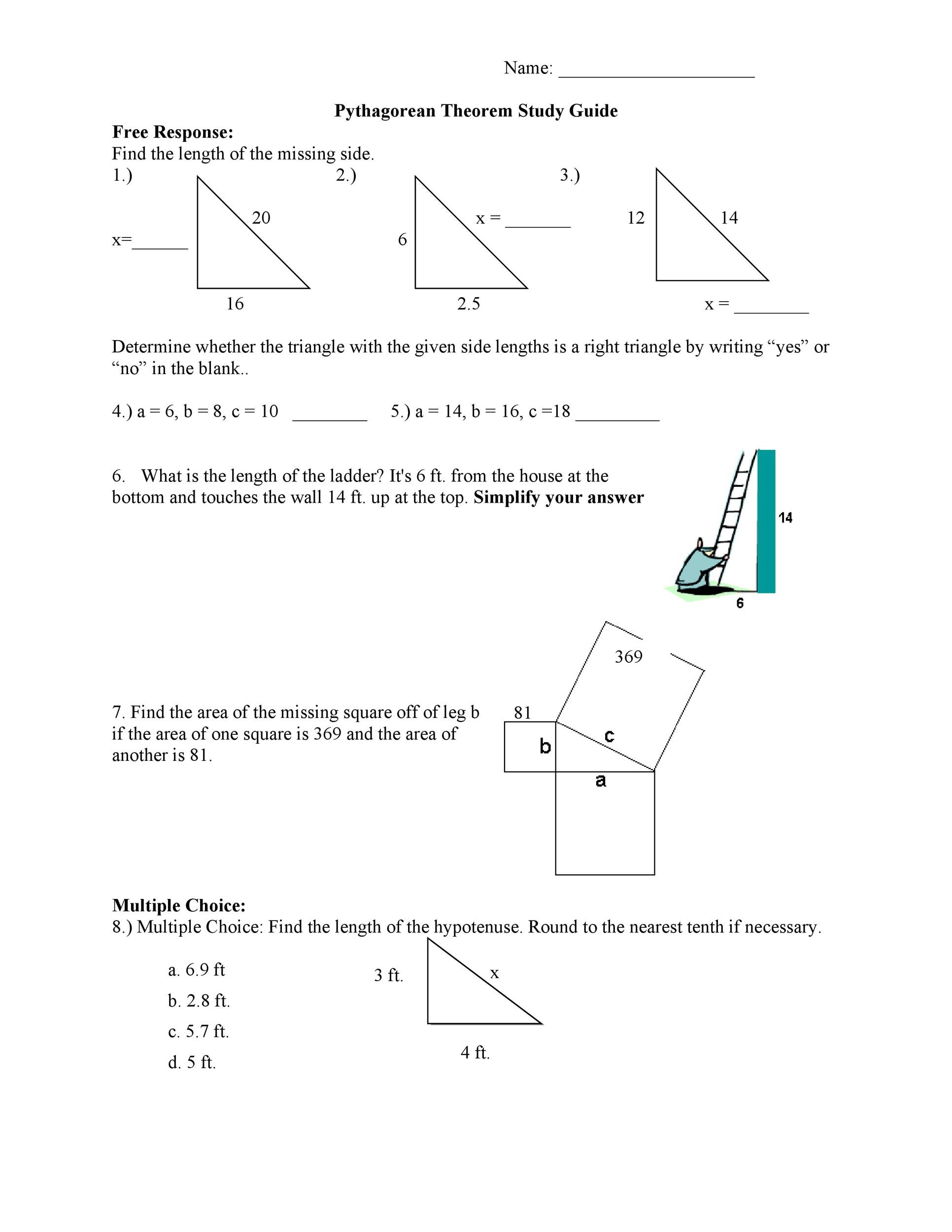 48 Pythagorean Theorem Worksheet with Answers [Word + PDF]