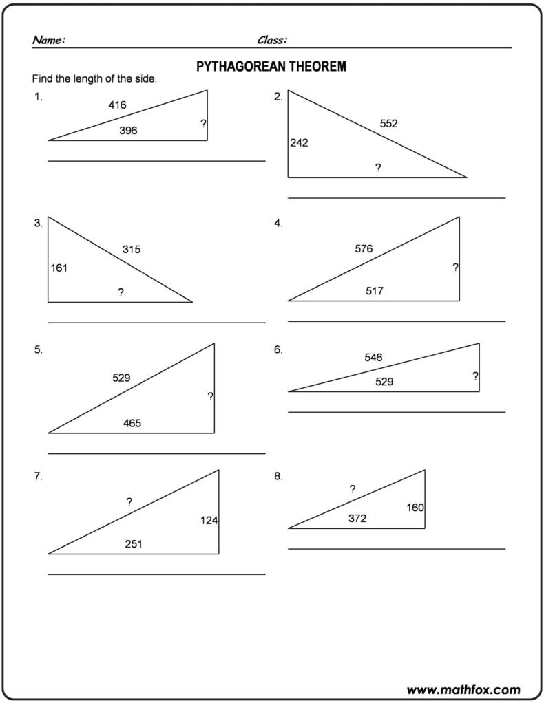 pythagorean theorem worksheet hard
