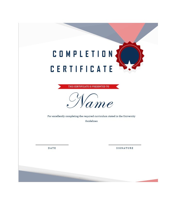 Free Certificate of Completion Template 03