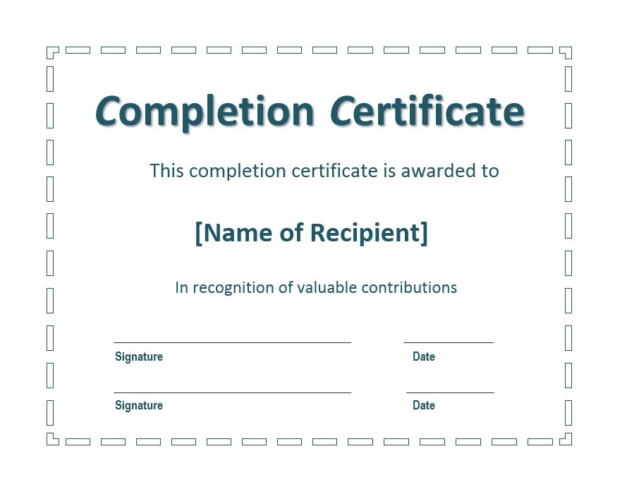 Free Certificate of Completion Template 05