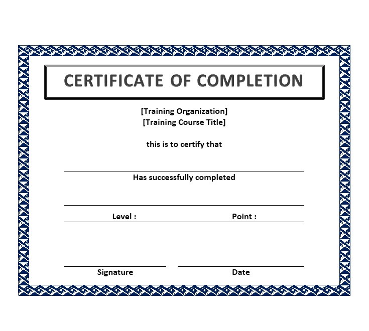 Free Certificate of Completion Template 23