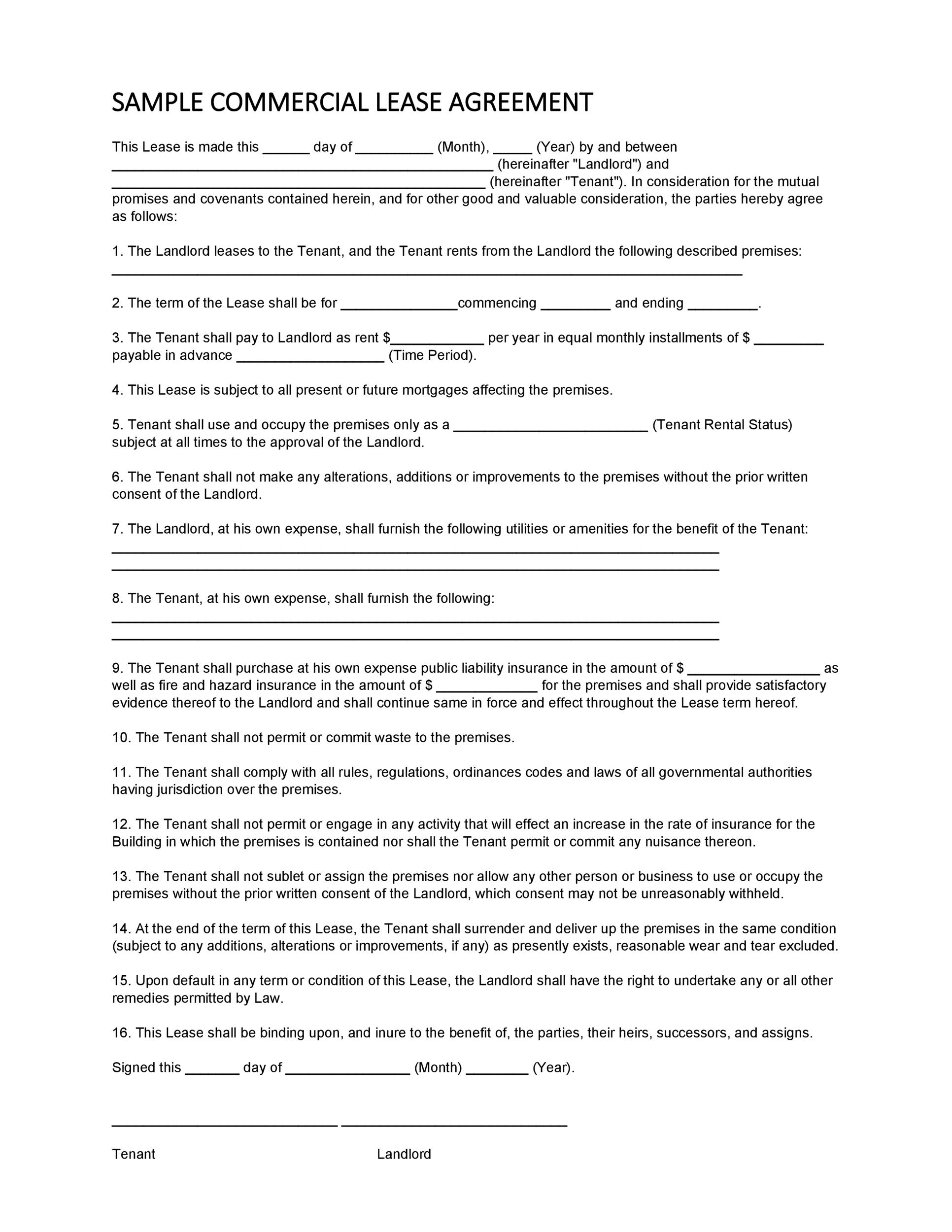 Free Commercial Lease Agreement Template 03