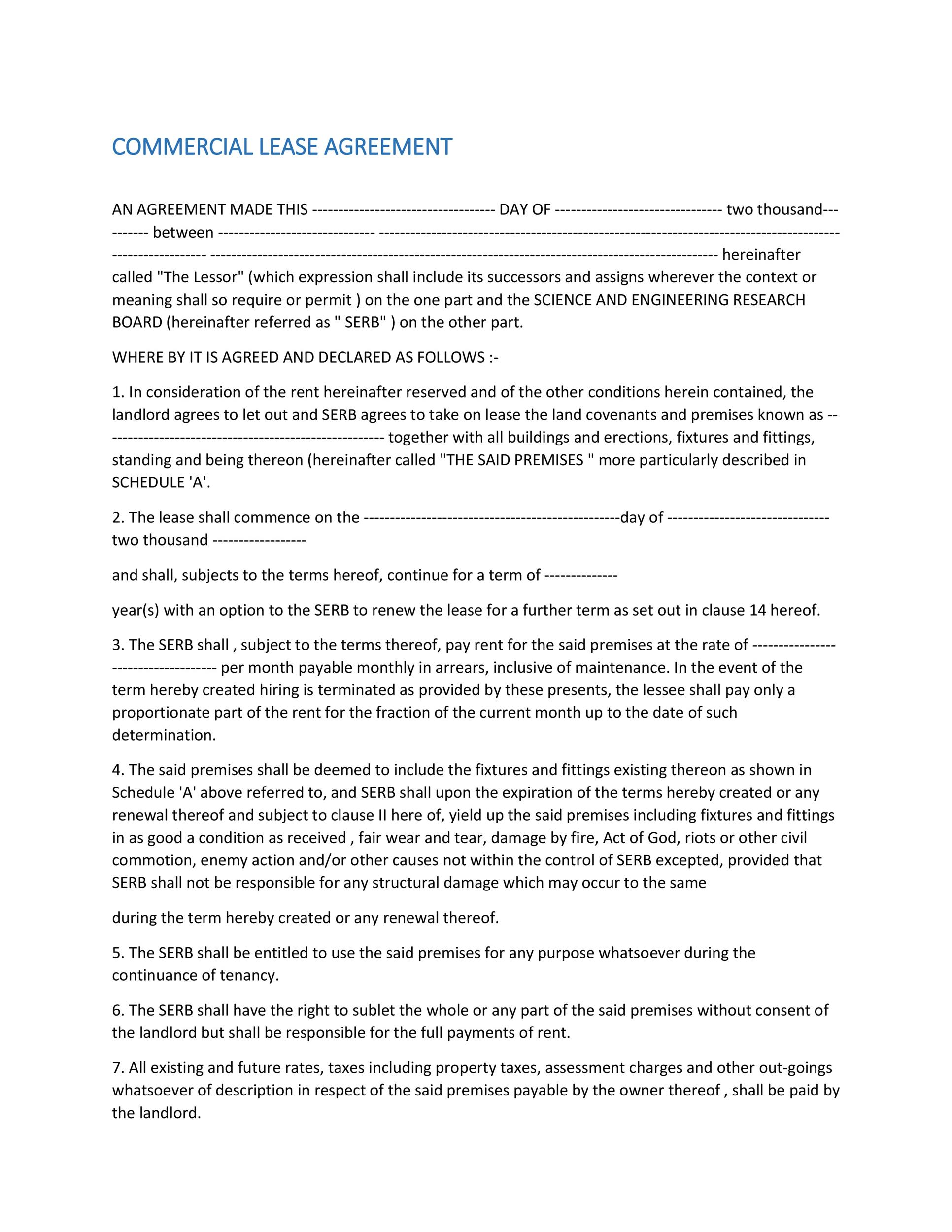 Free Commercial Lease Agreement Template 11