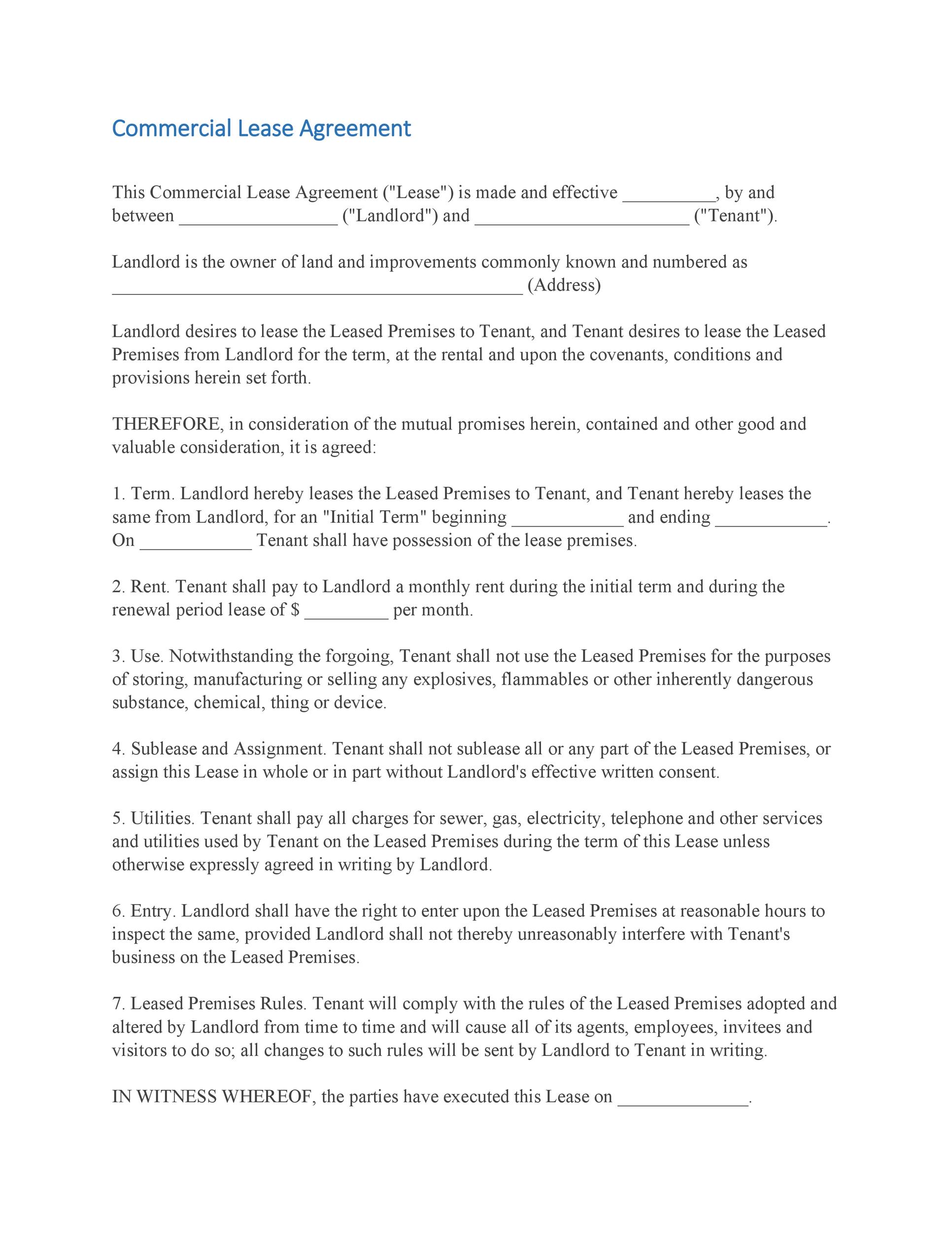 Free Commercial Lease Agreement Template 12