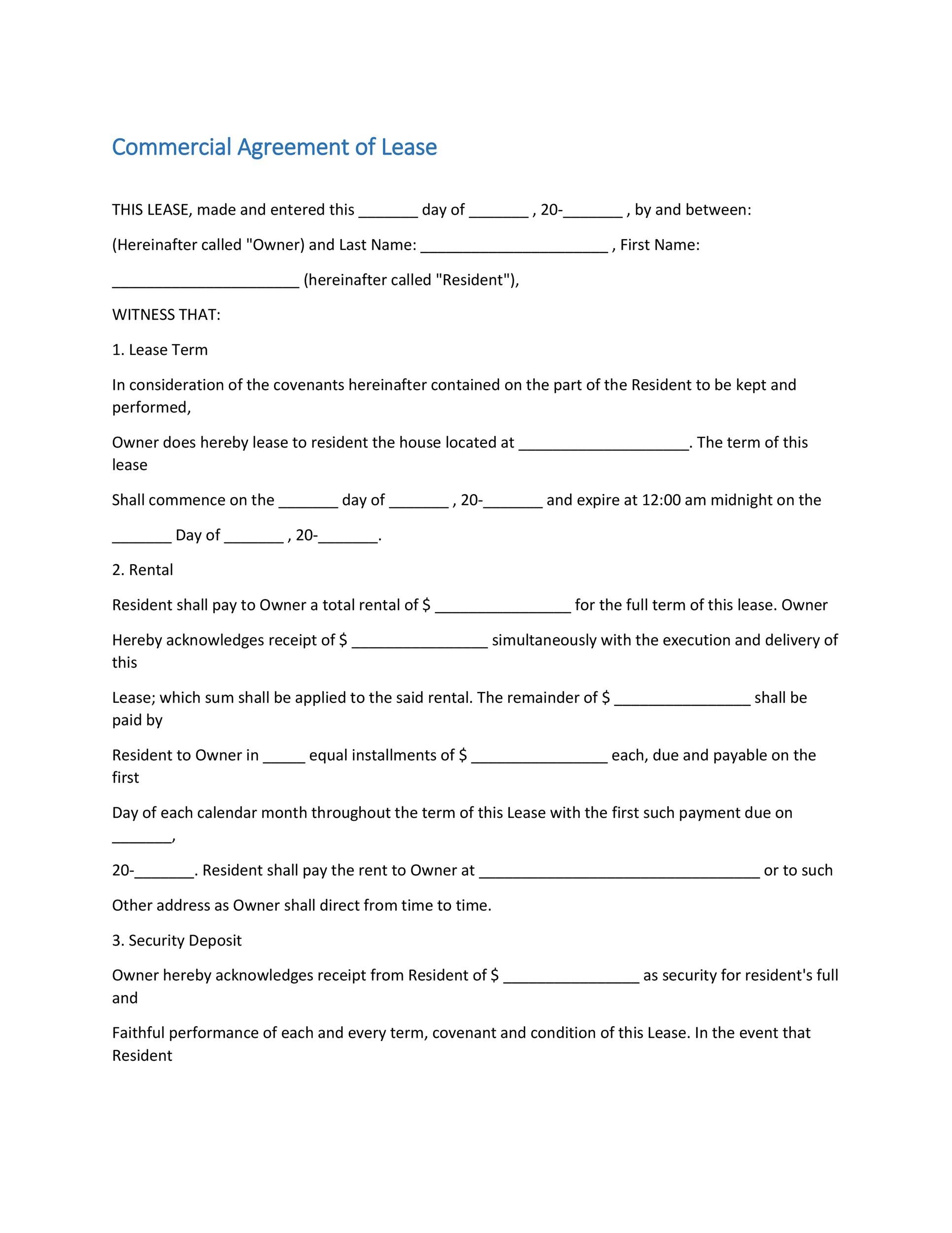 Printable Simple Lease Agreement Template