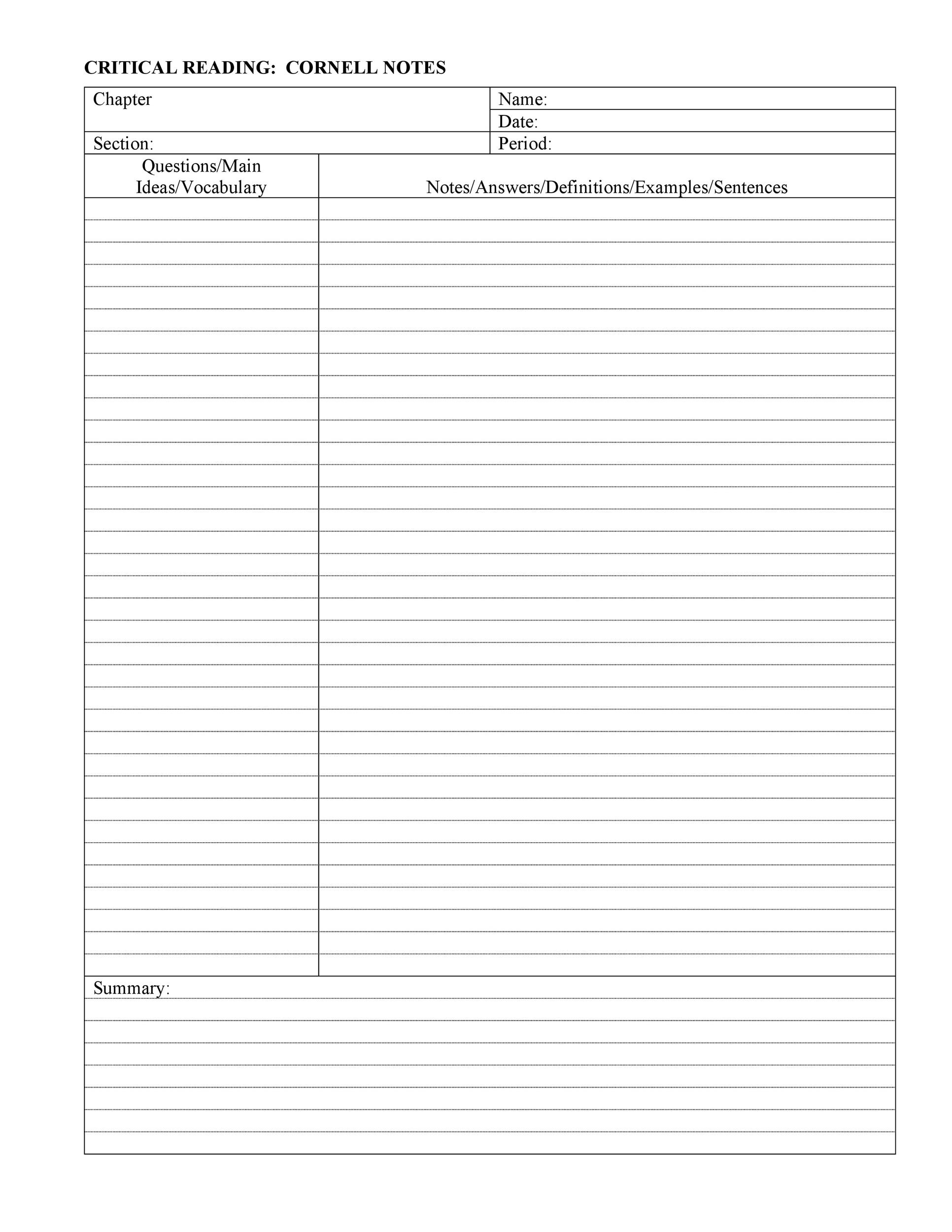 Free Cornell Notes Template 03
