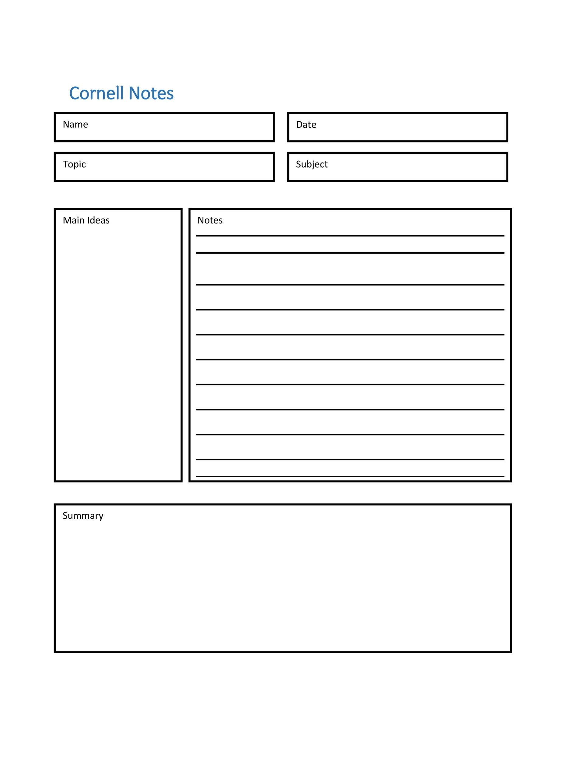 cornell note pdf Intended For Note Taking Template Word