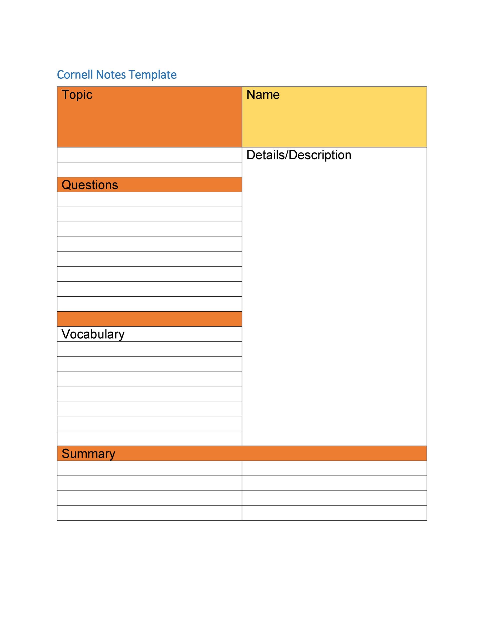 Free Printable Note Taking Templates 36 Cornell Notes Templates Examples Word PDF 