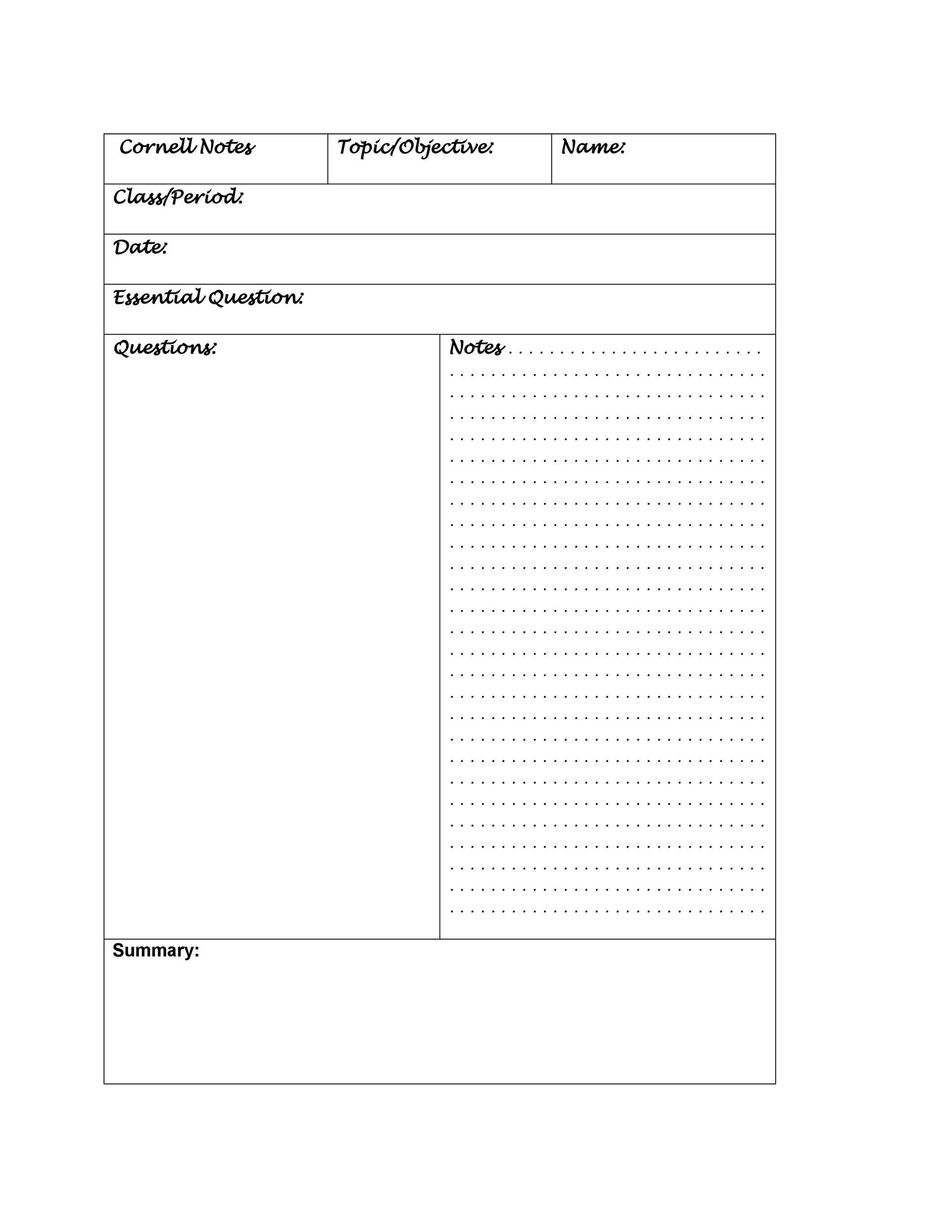 Free Cornell Notes Template 08