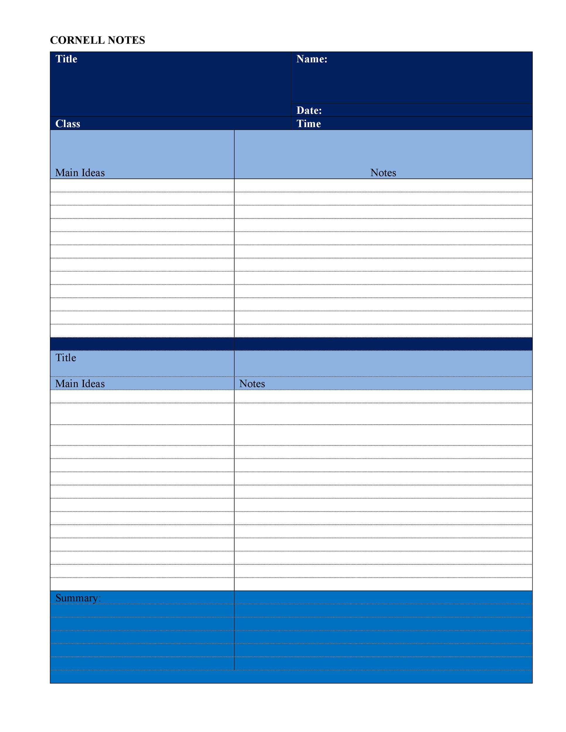 Free Cornell Notes Template 17