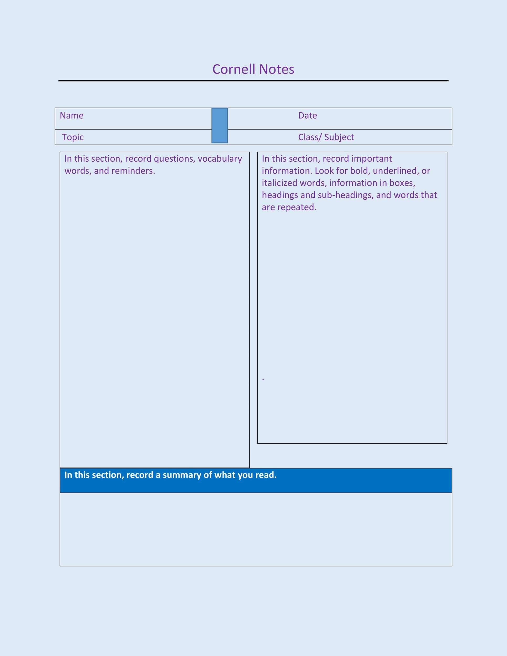 36 Cornell Notes Templates Examples Word PDF Template Lab