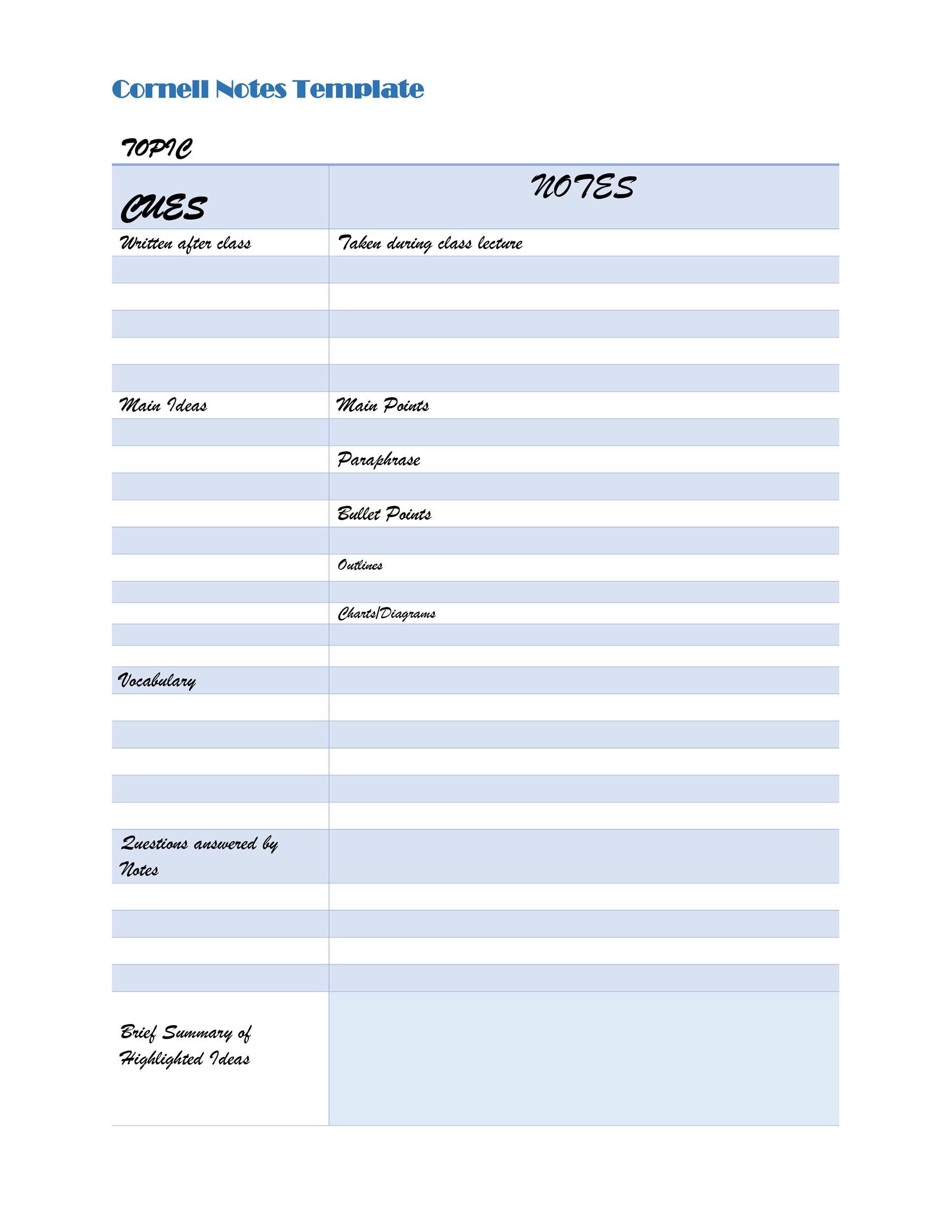 37 Cornell Notes Templates & Examples [Word, Excel, PDF] ᐅ