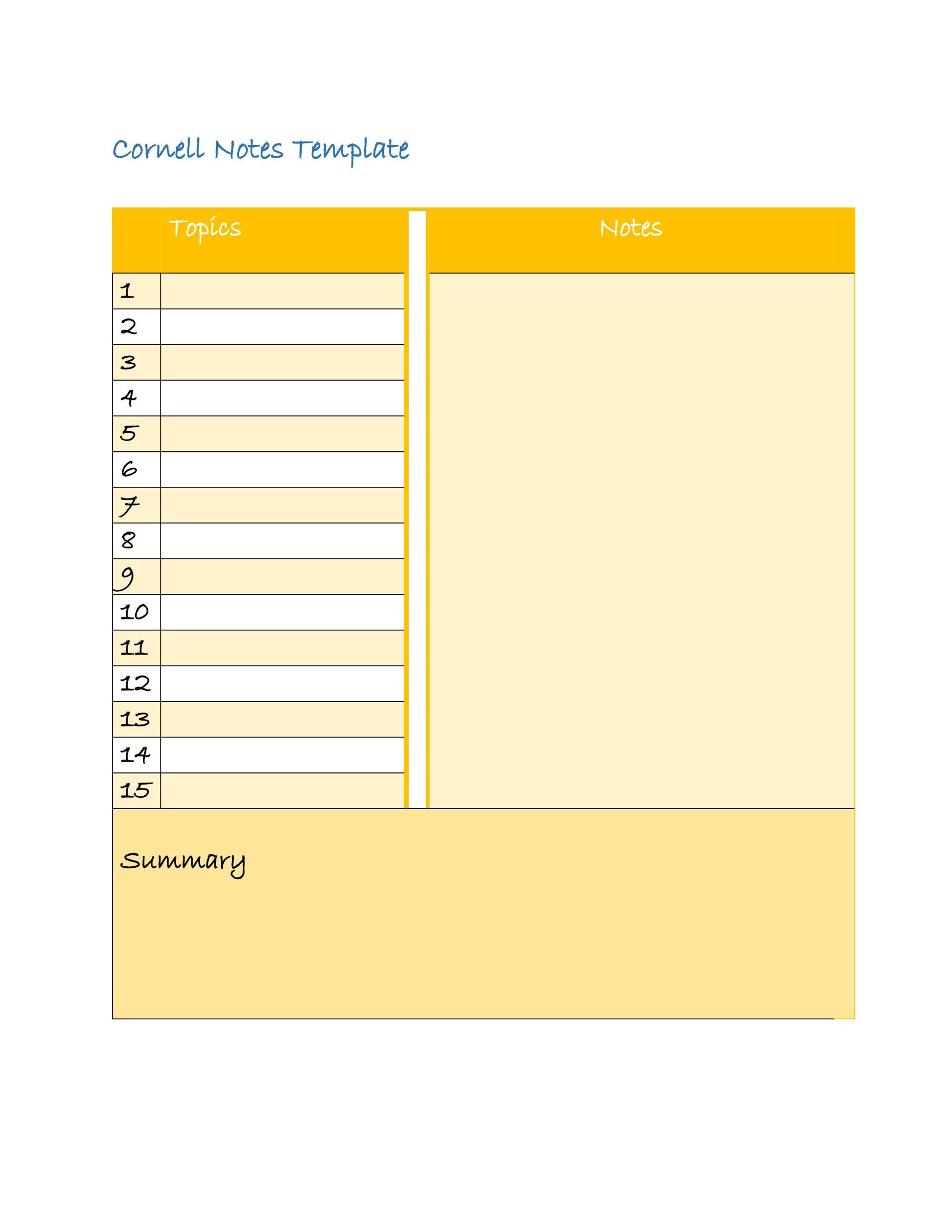 Free Cornell Notes Template 27