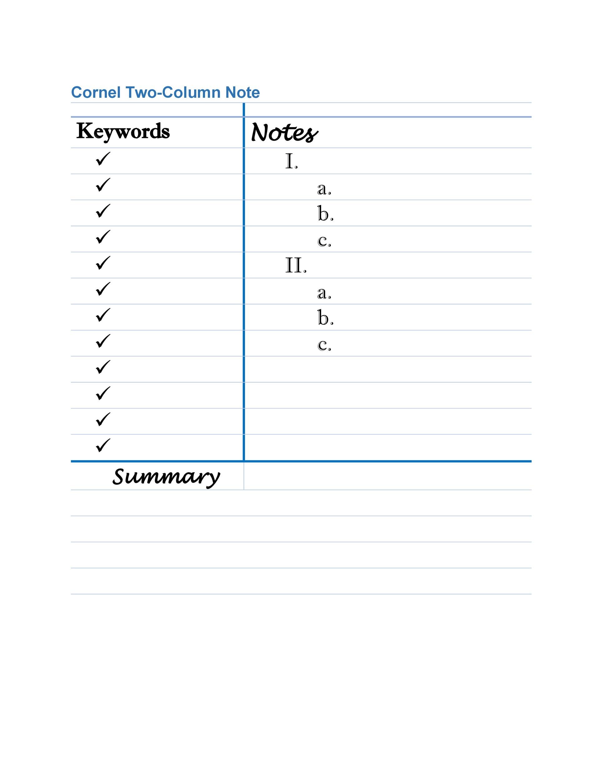 Free Cornell Notes Template 29