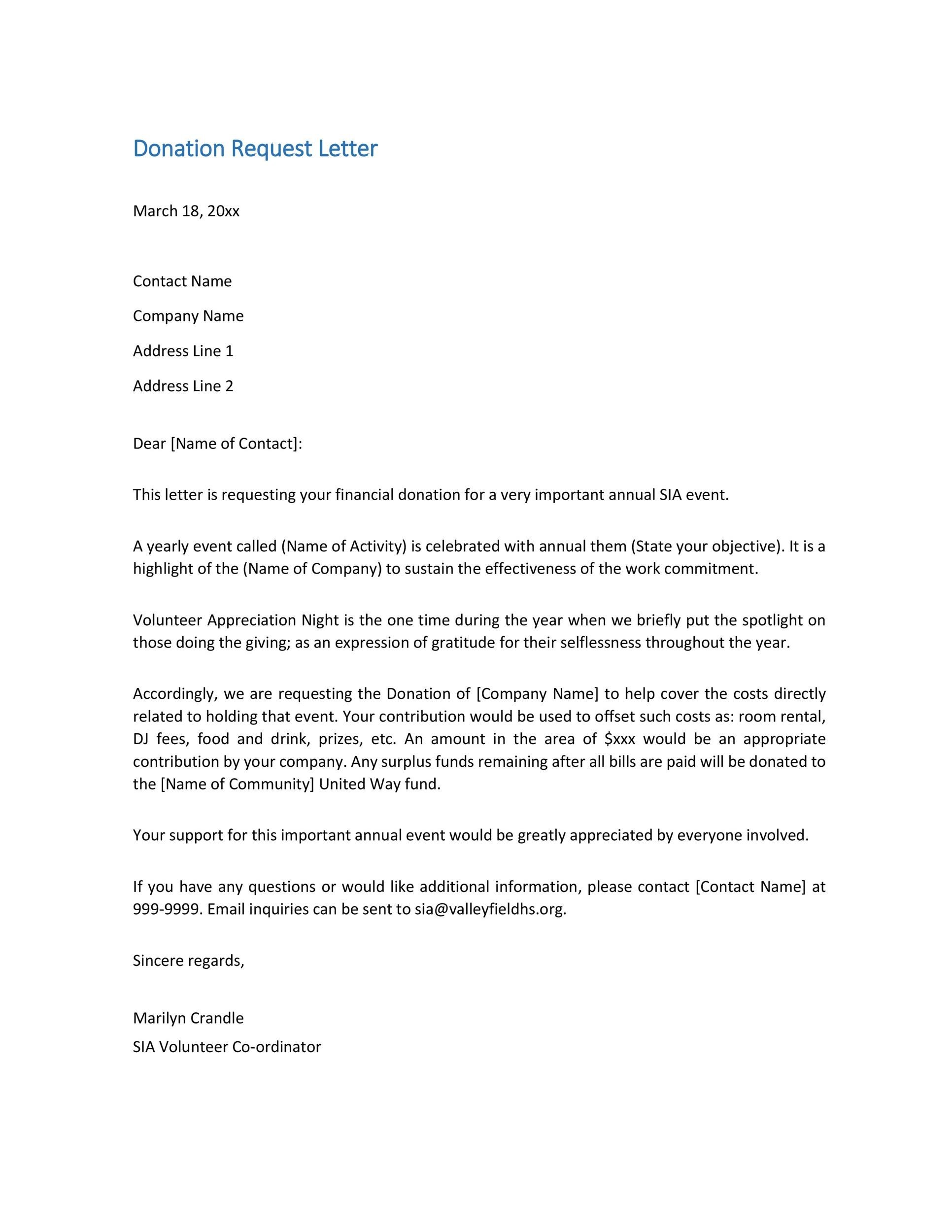 How To Write A Donation Request Letter Template
