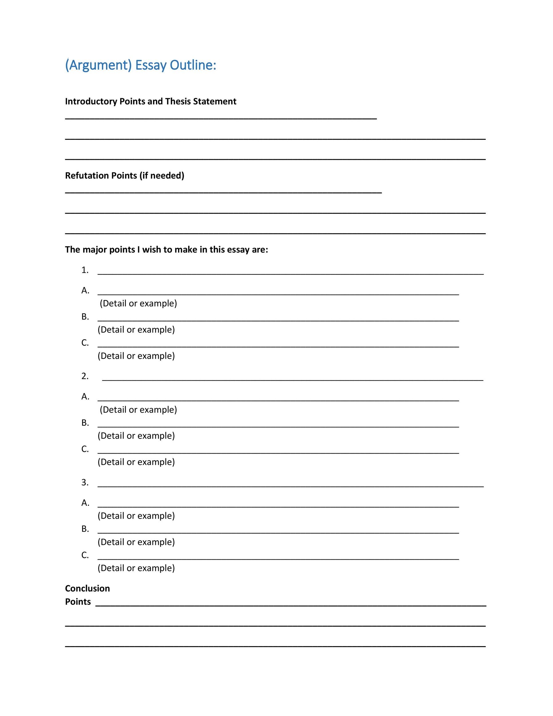 free printable essay outline template