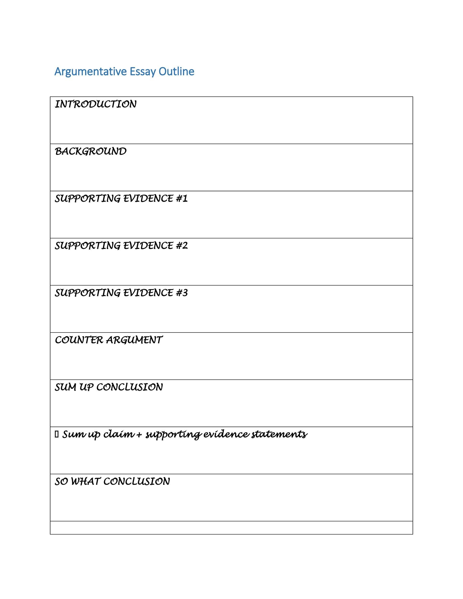 Essay Outline Printable