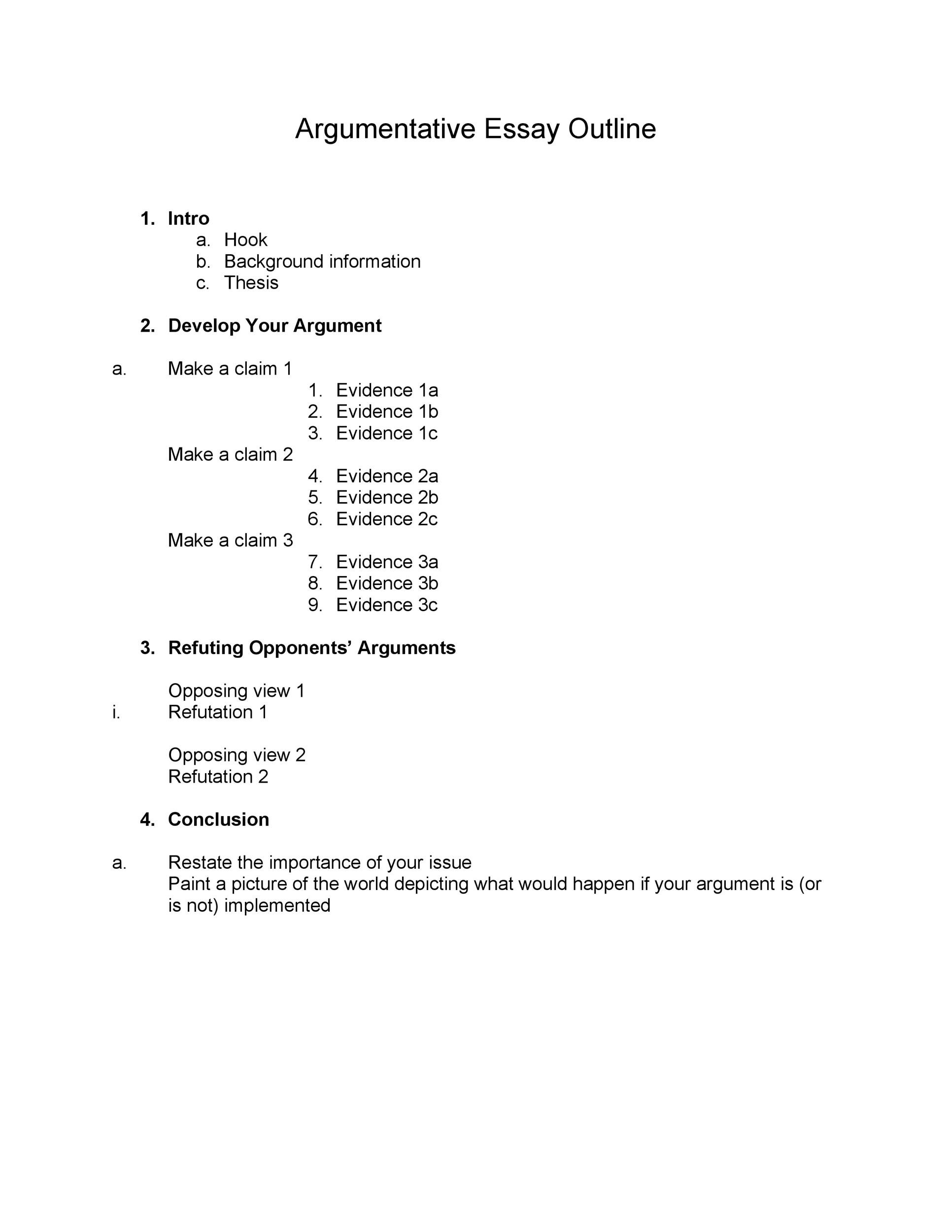 argumentative essay outline template