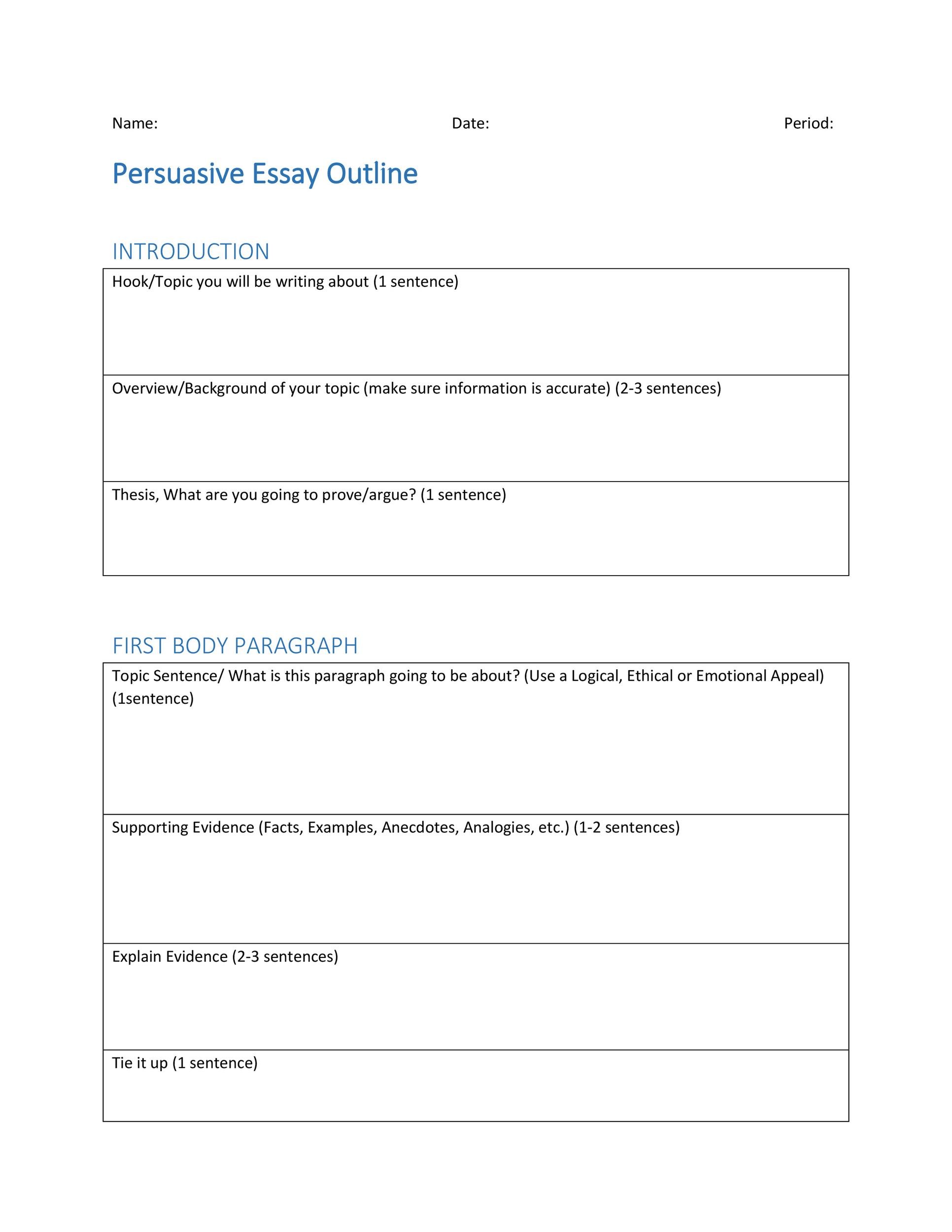 Free Essay Outline Template 30