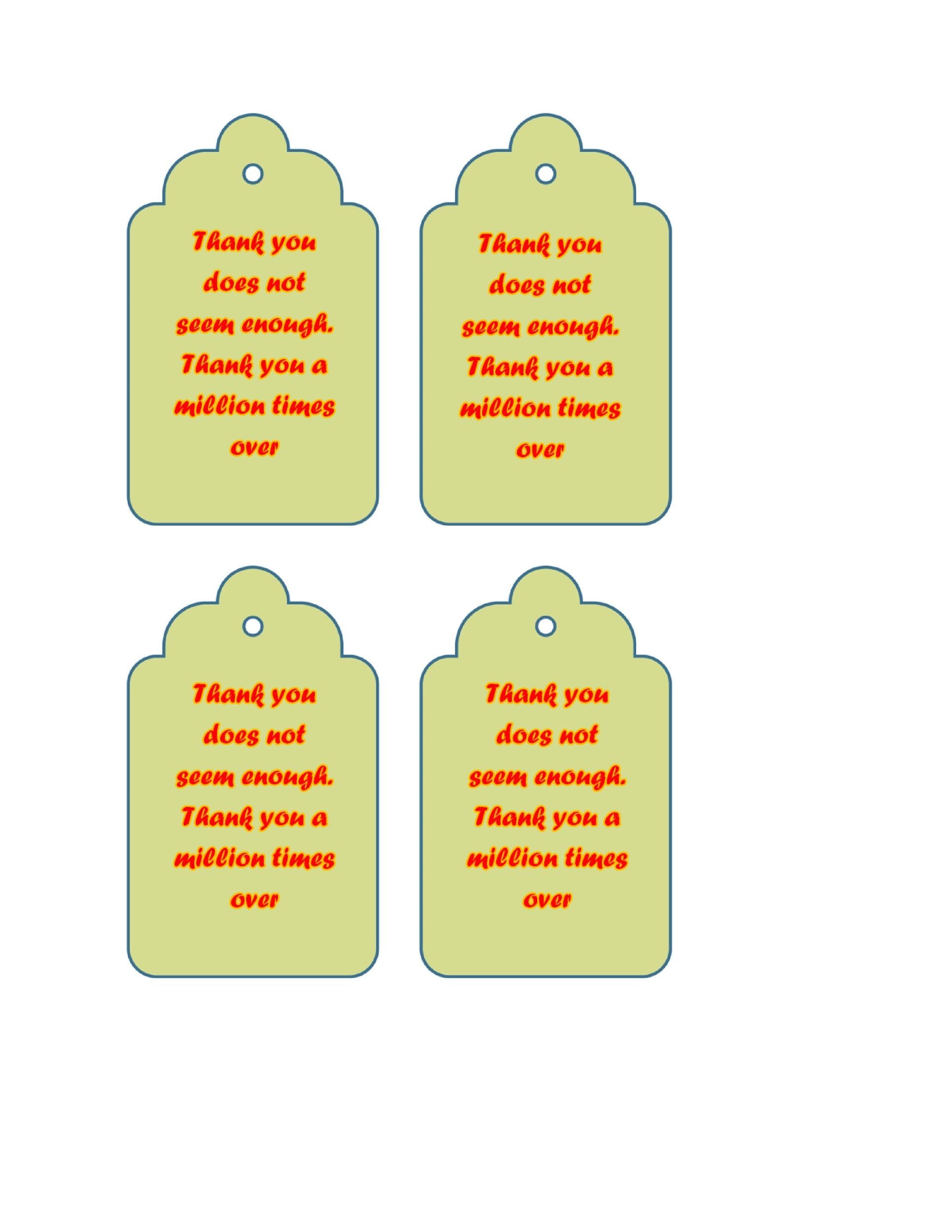 Free Printable Tags Thank You Sticker Template / Thank You Gift Tags