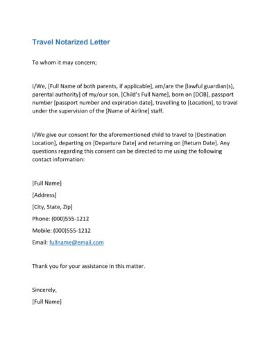 personal notarized letter template