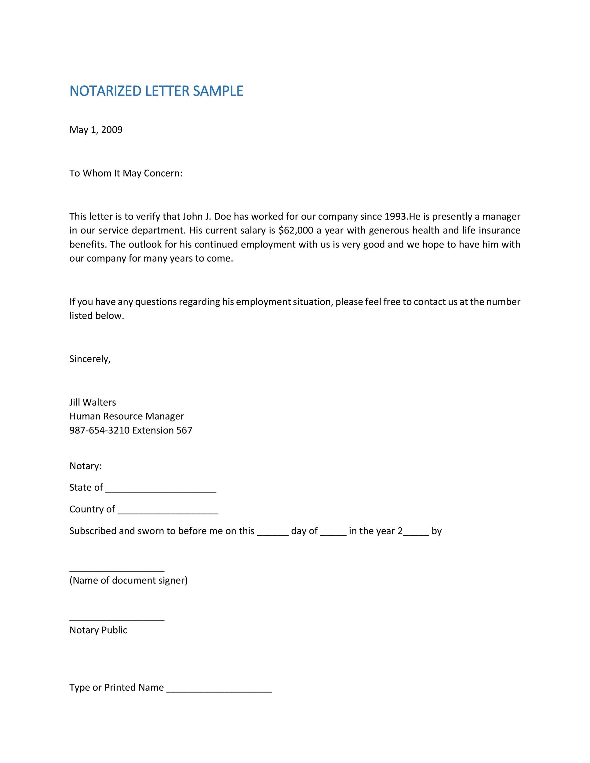 30+ Professional Notarized Letter Templates Template Lab