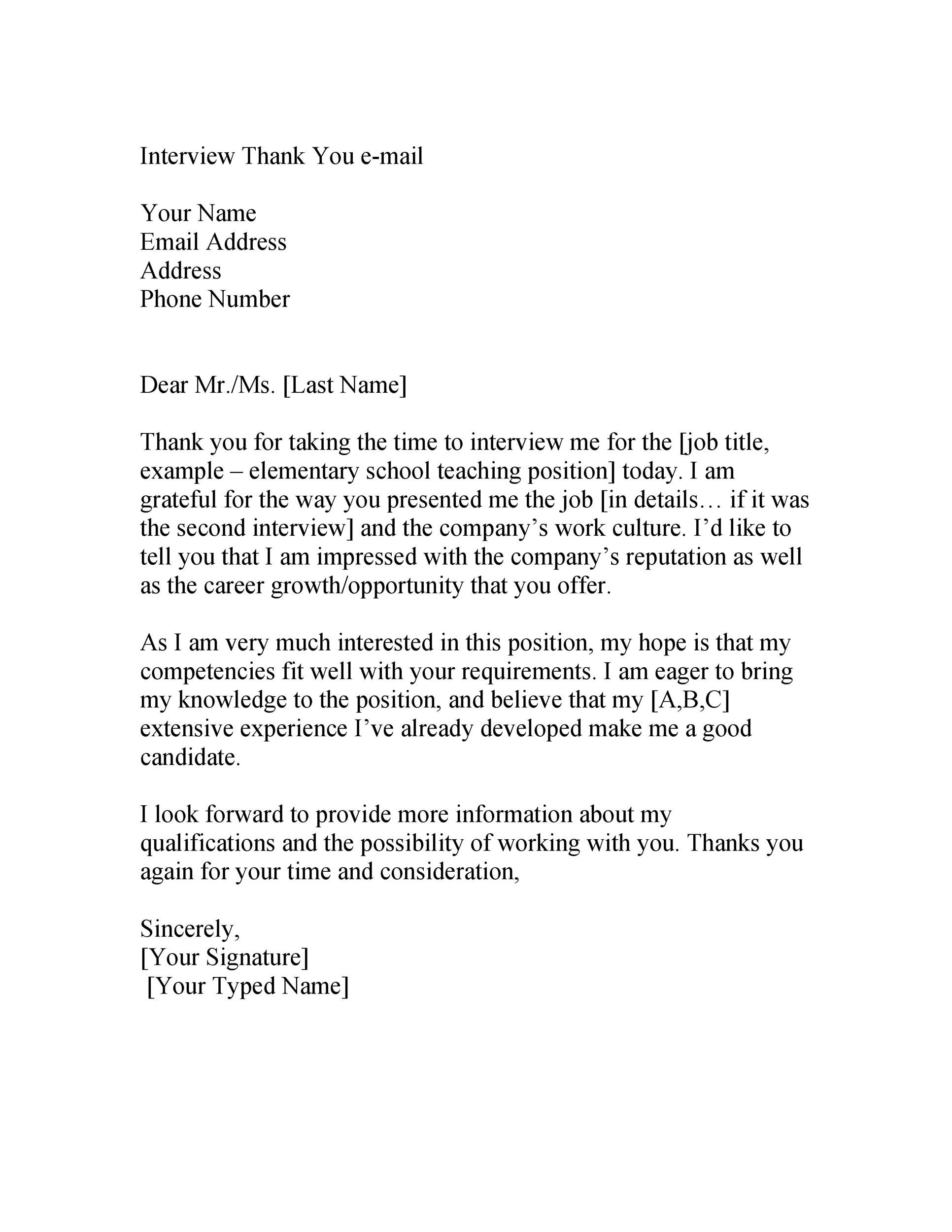 Thank You Letter After 2Nd Interview from templatelab.com