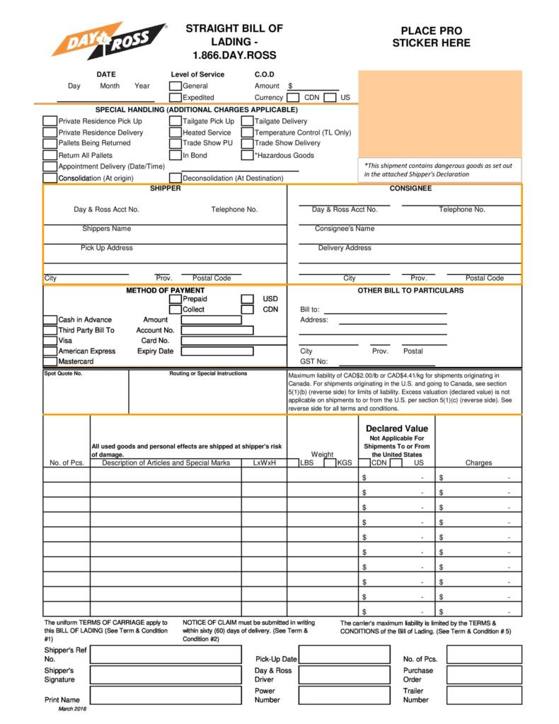40 Free Bill of Lading Forms & Templates ᐅ TemplateLab