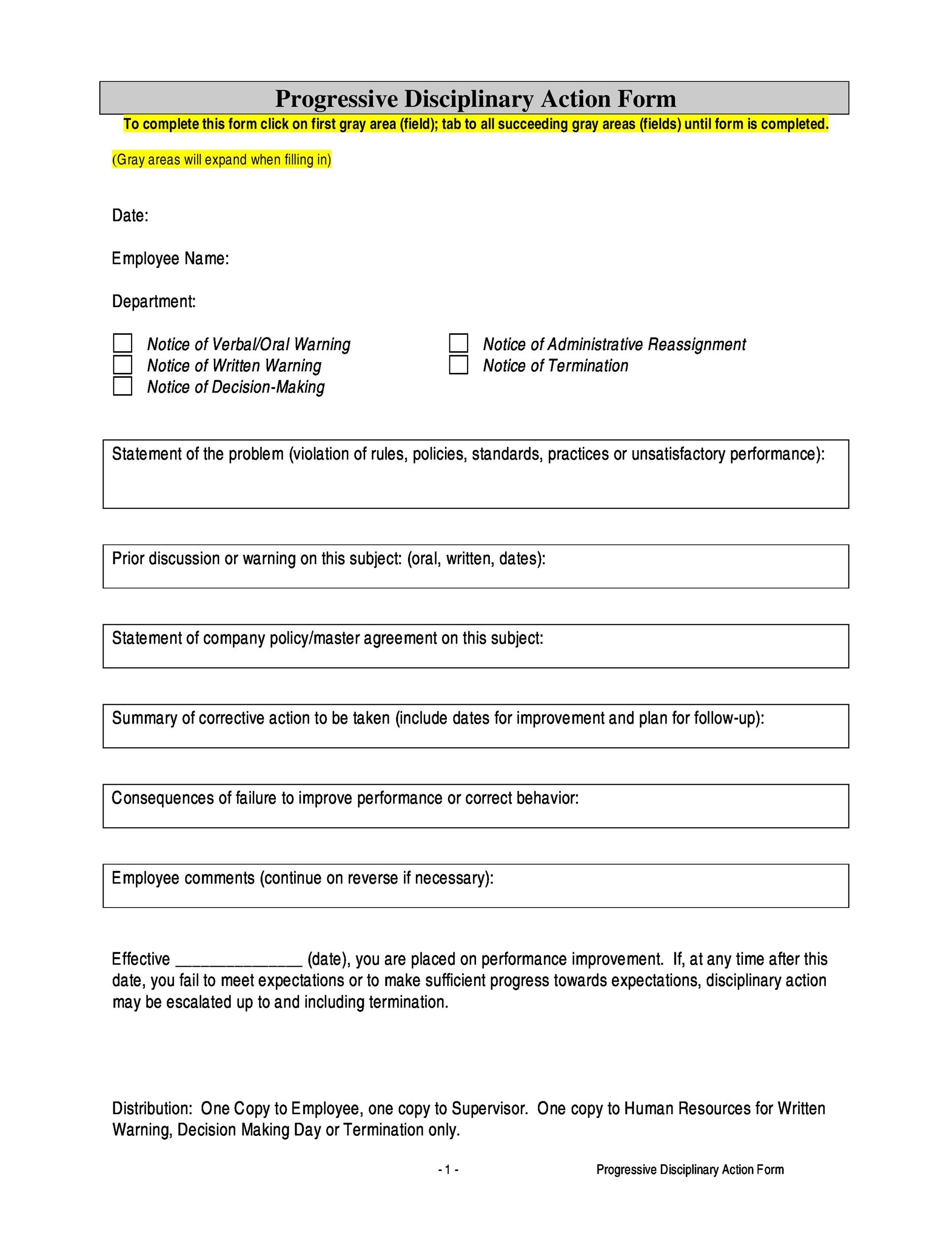 Free Employee write up form 18