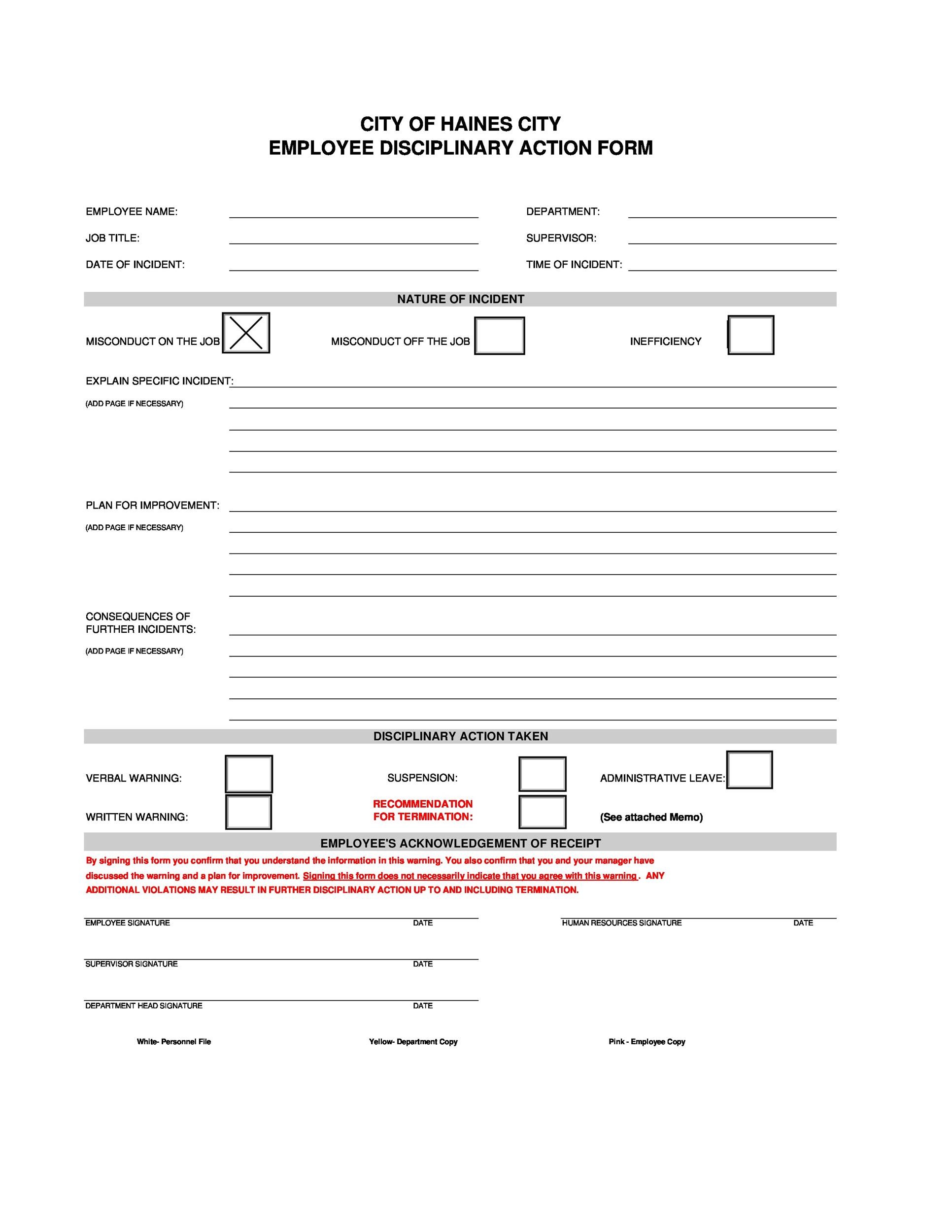 46 effective employee write up forms disciplinary