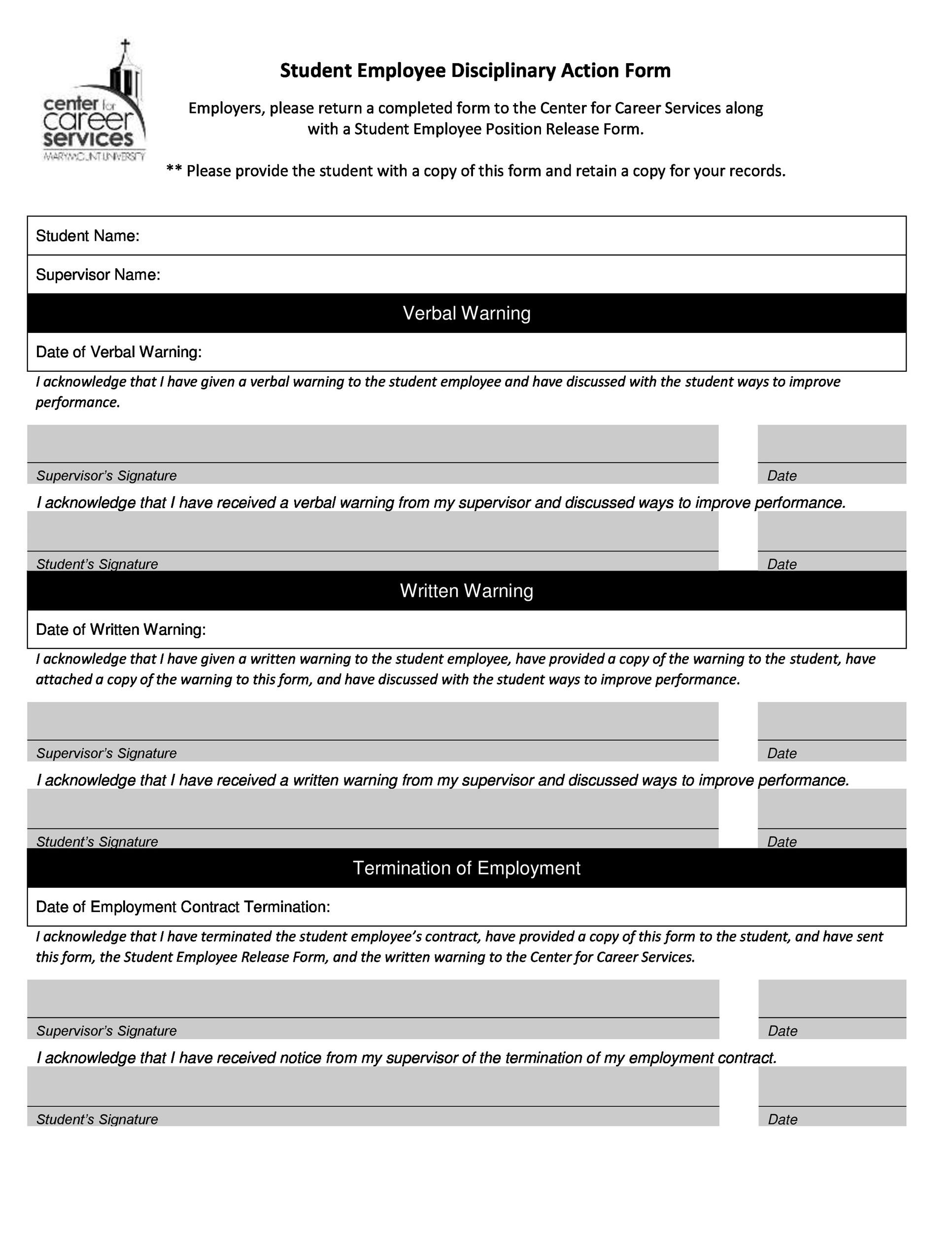 Free Employee write up form 30