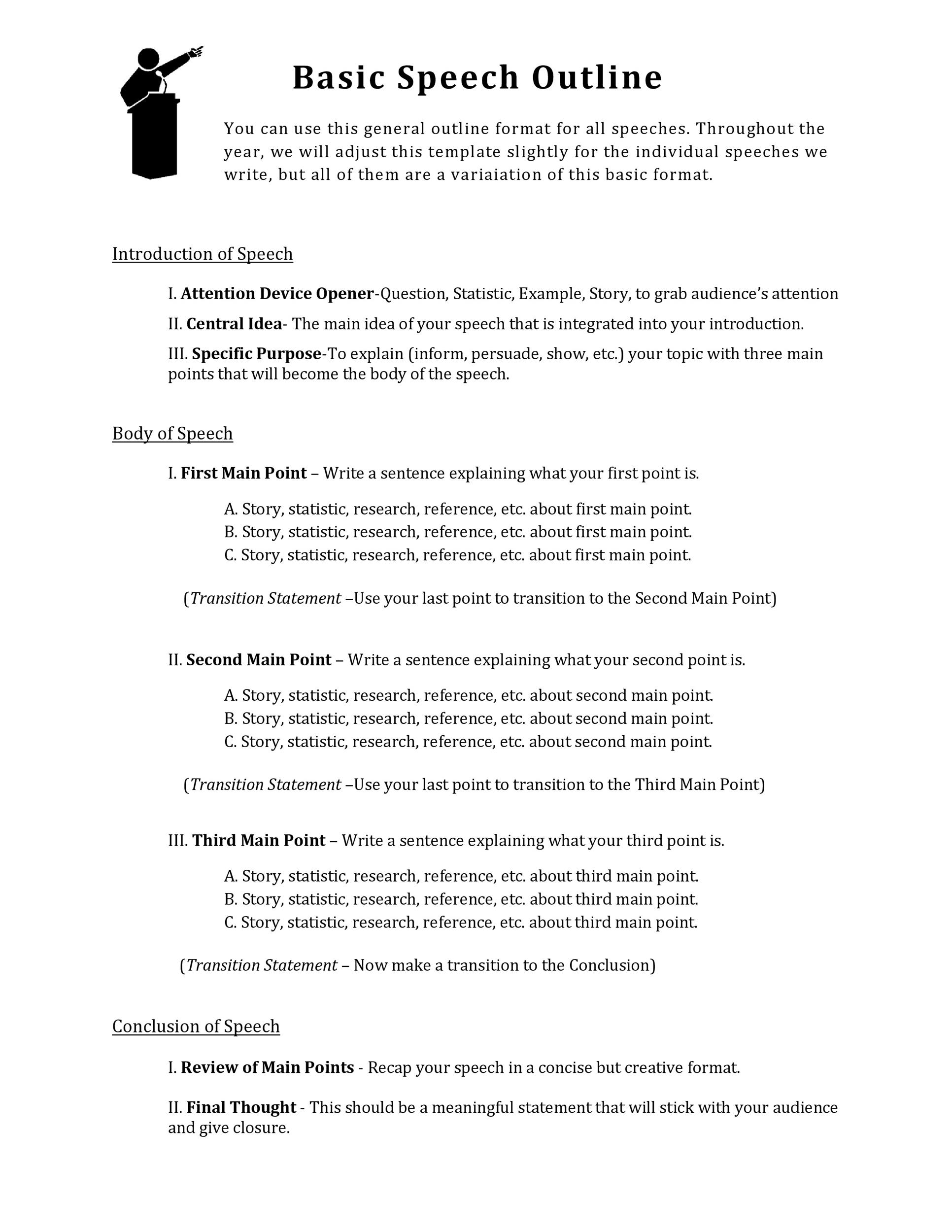 Informative Speech Outline Template Pdf Collection