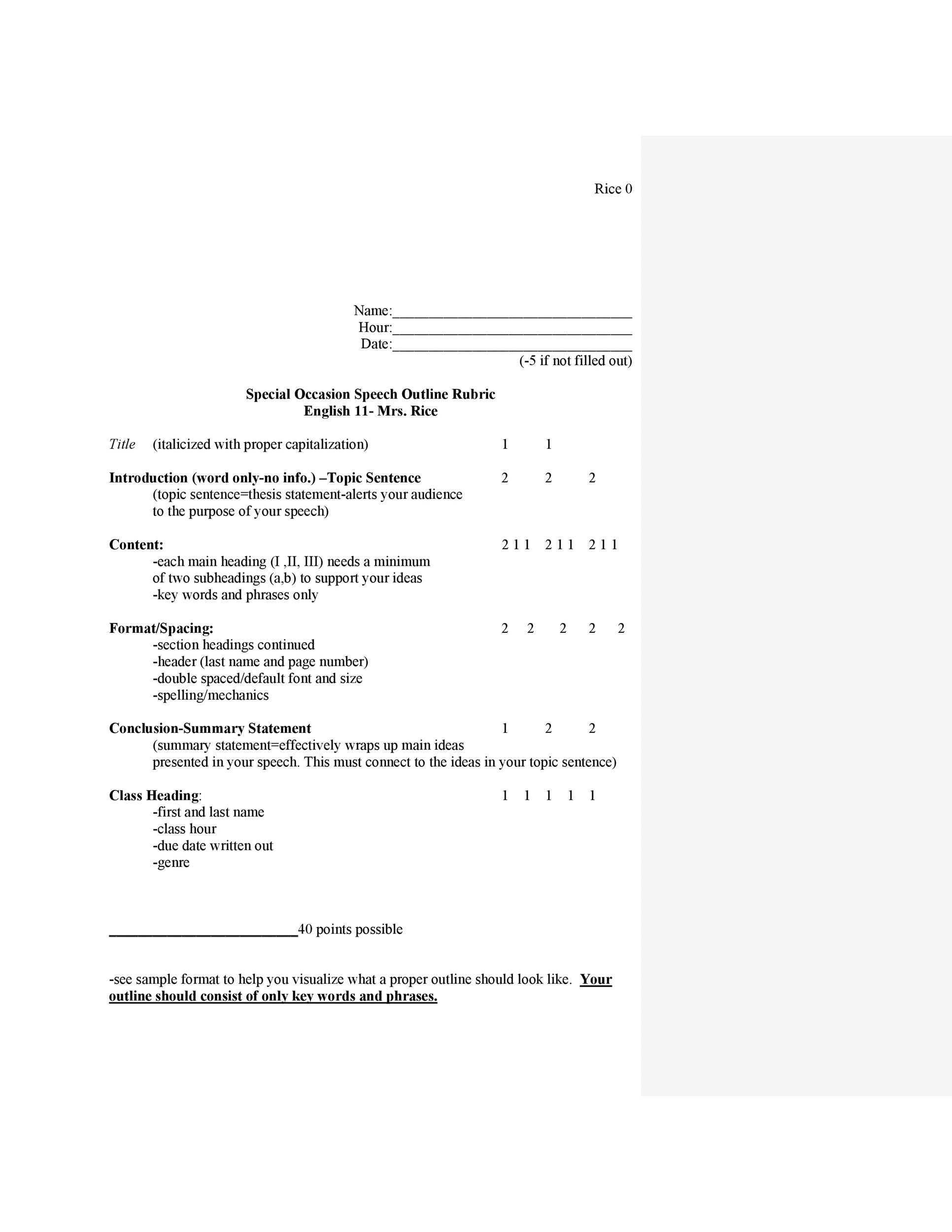 Speech Outline Template Word