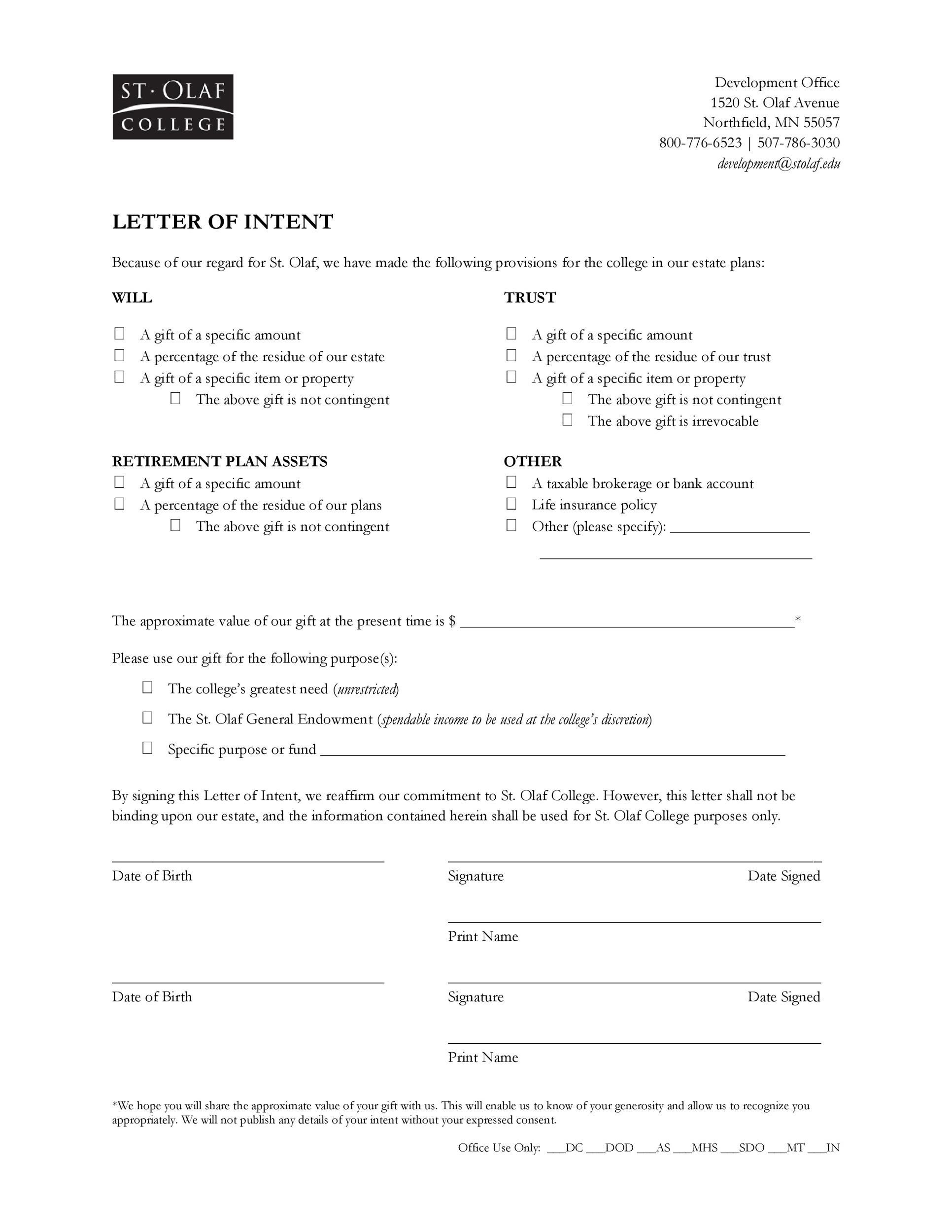 Free letter of intent 31