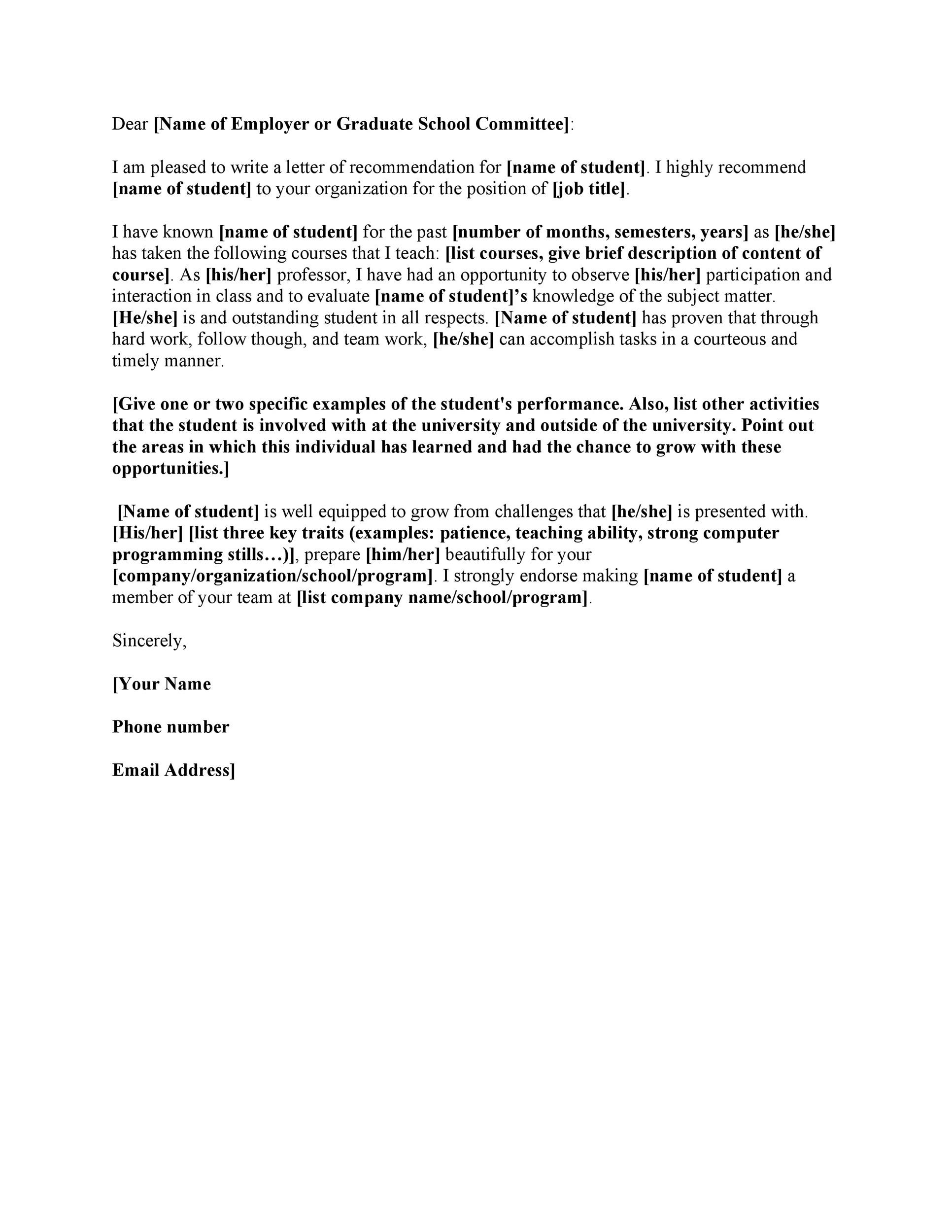 Draft Letter Of Recommendation For Yourself from templatelab.com