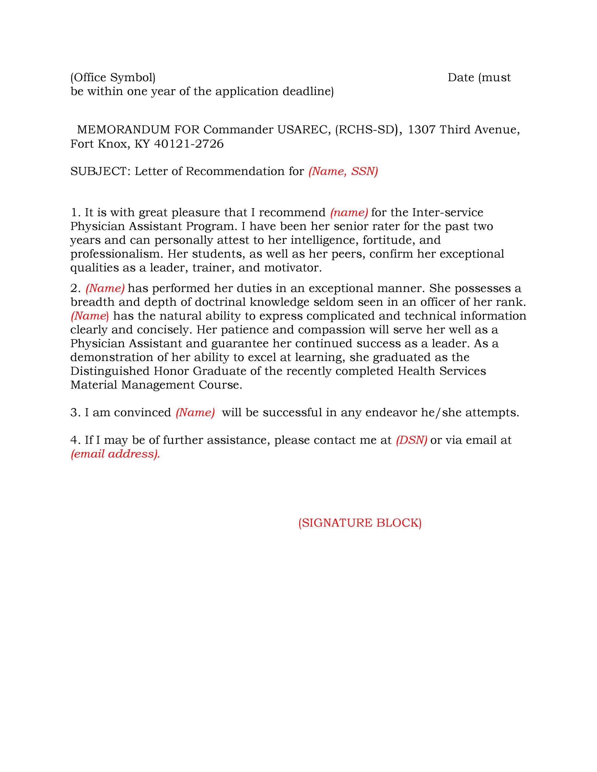 Sample Reference Letter For Physician Assistant