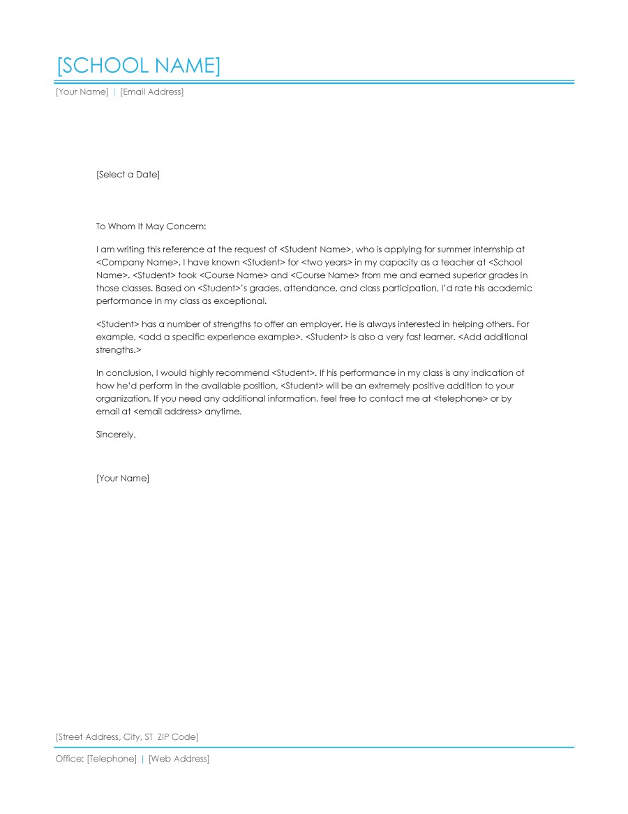 Letter Of Recommendation Email Template from templatelab.com