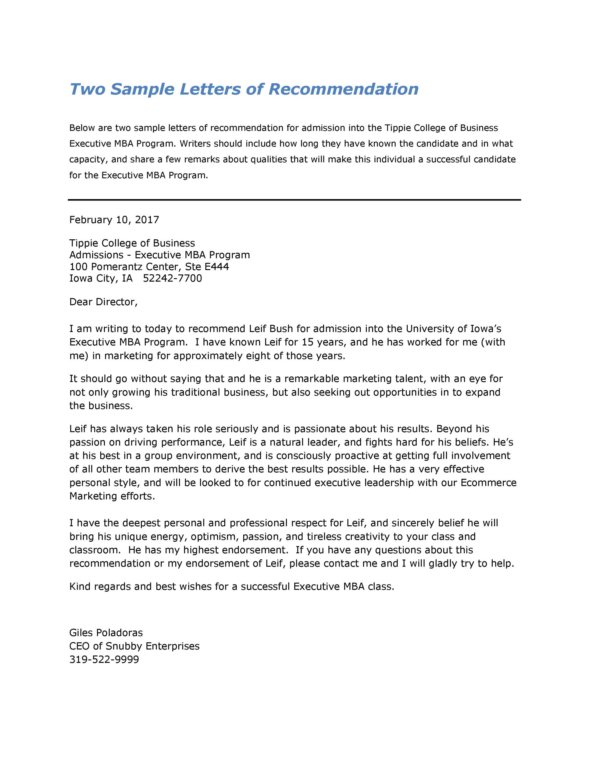 how to write recommendation letter for phd
