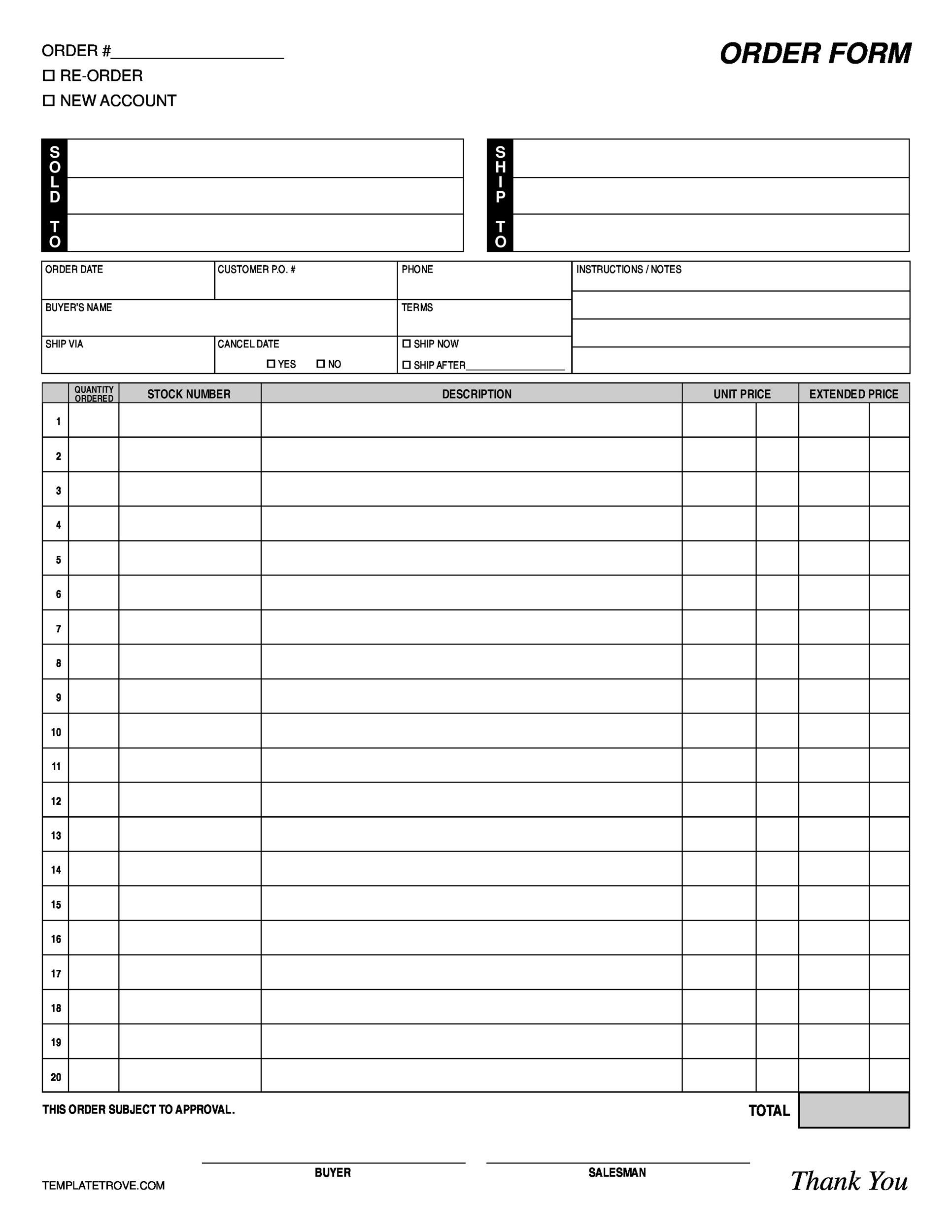 Free Order Form Template from templatelab.com