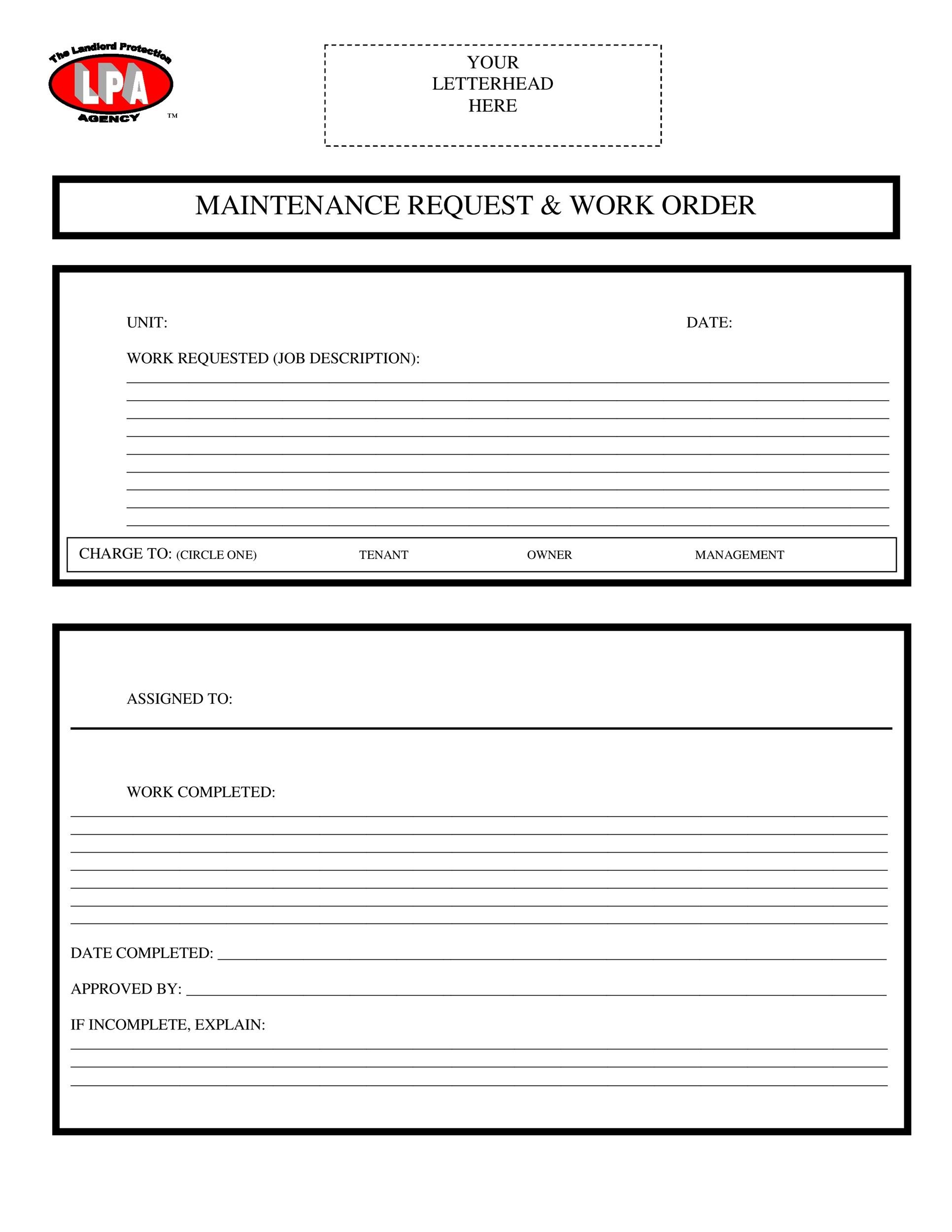 Work Order Form Template Free from templatelab.com
